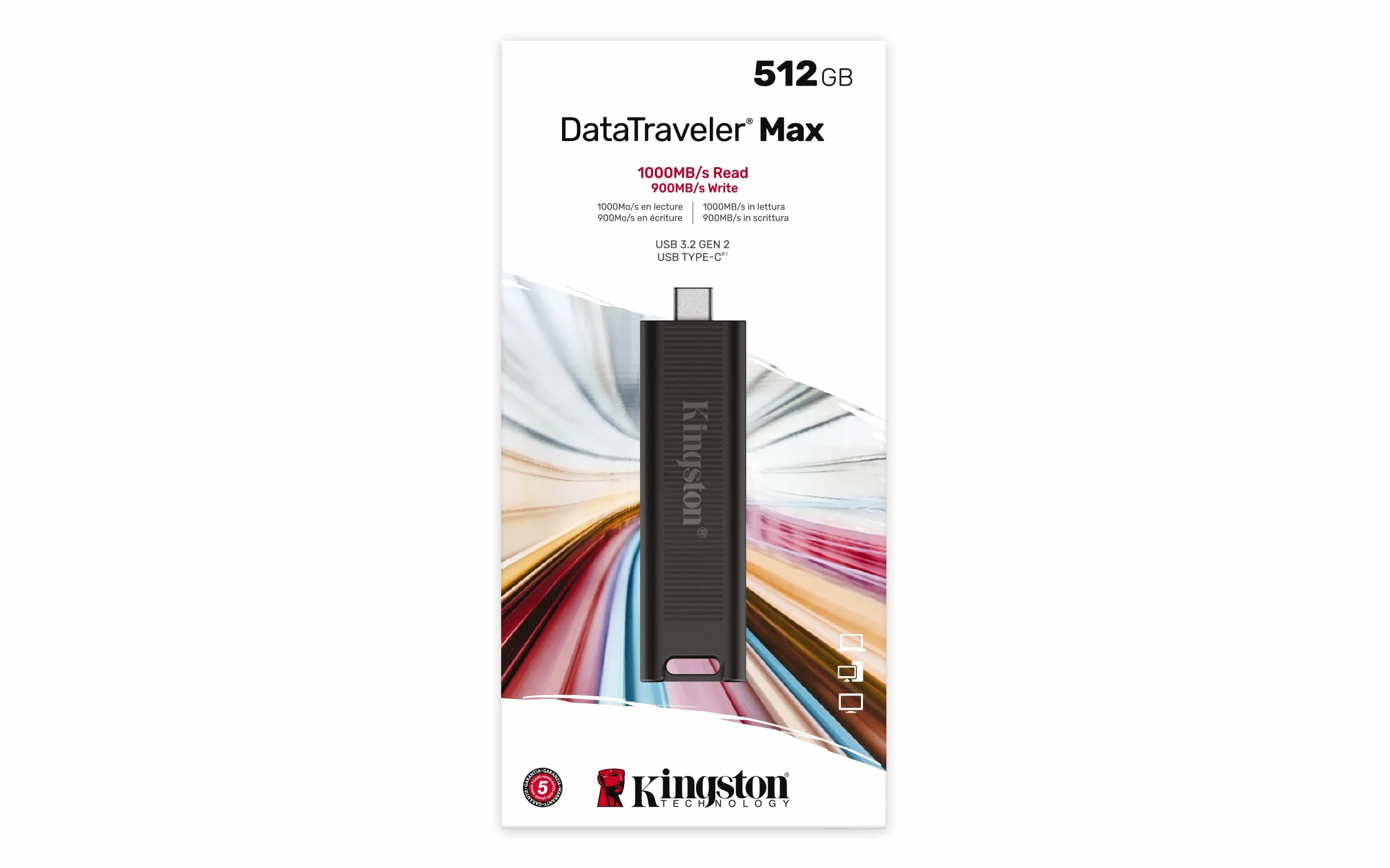 Kingston DataTraveler Max USB 3.2 Gen 2 1000R/900W USB-Stick 512GB - DTMAX/512GB