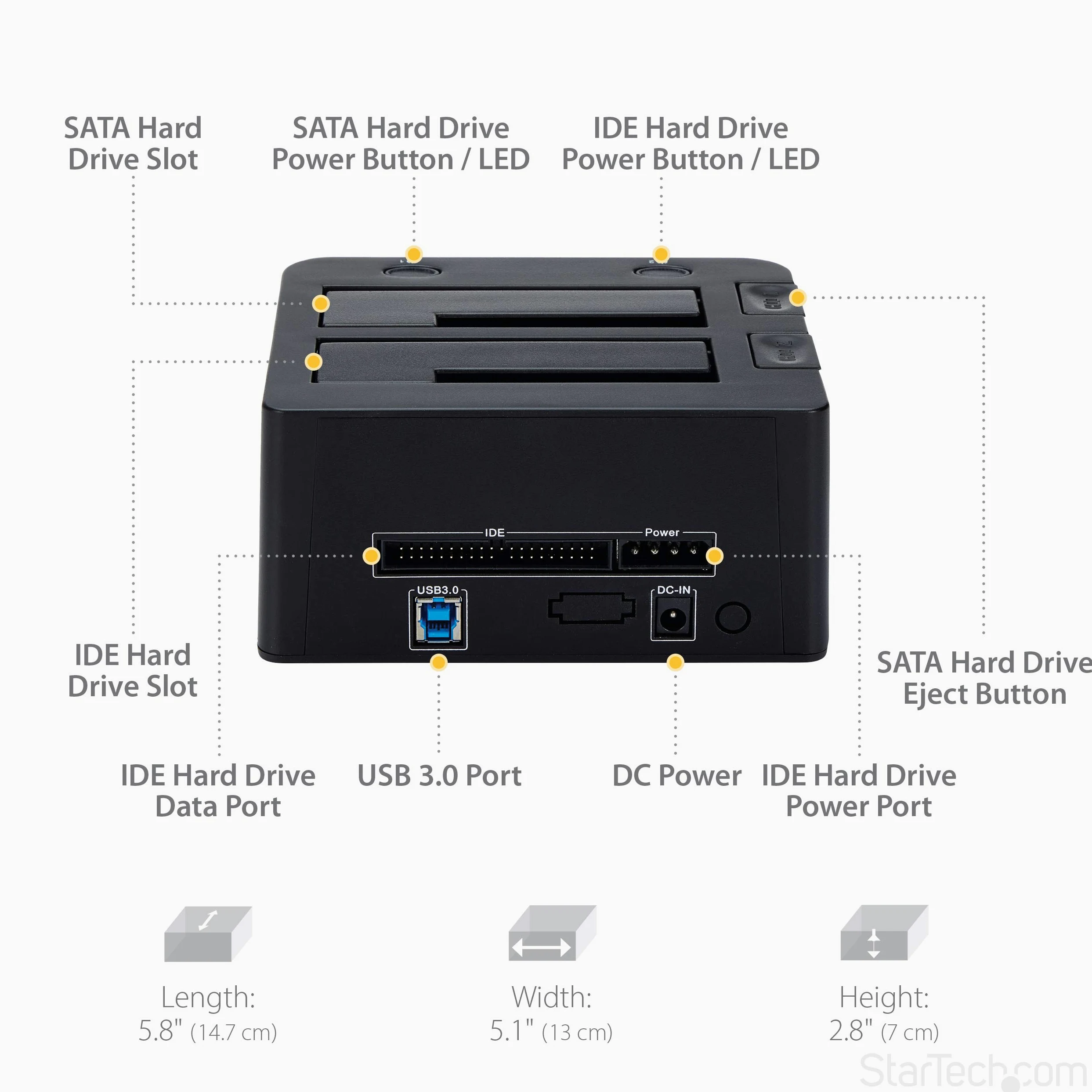 StarTech.com USB 3.0 Universal Festplatten Dockingstation - SATA III und IDE 2,5 & 3,5" HDD und SSD Docking Station mit UASP
