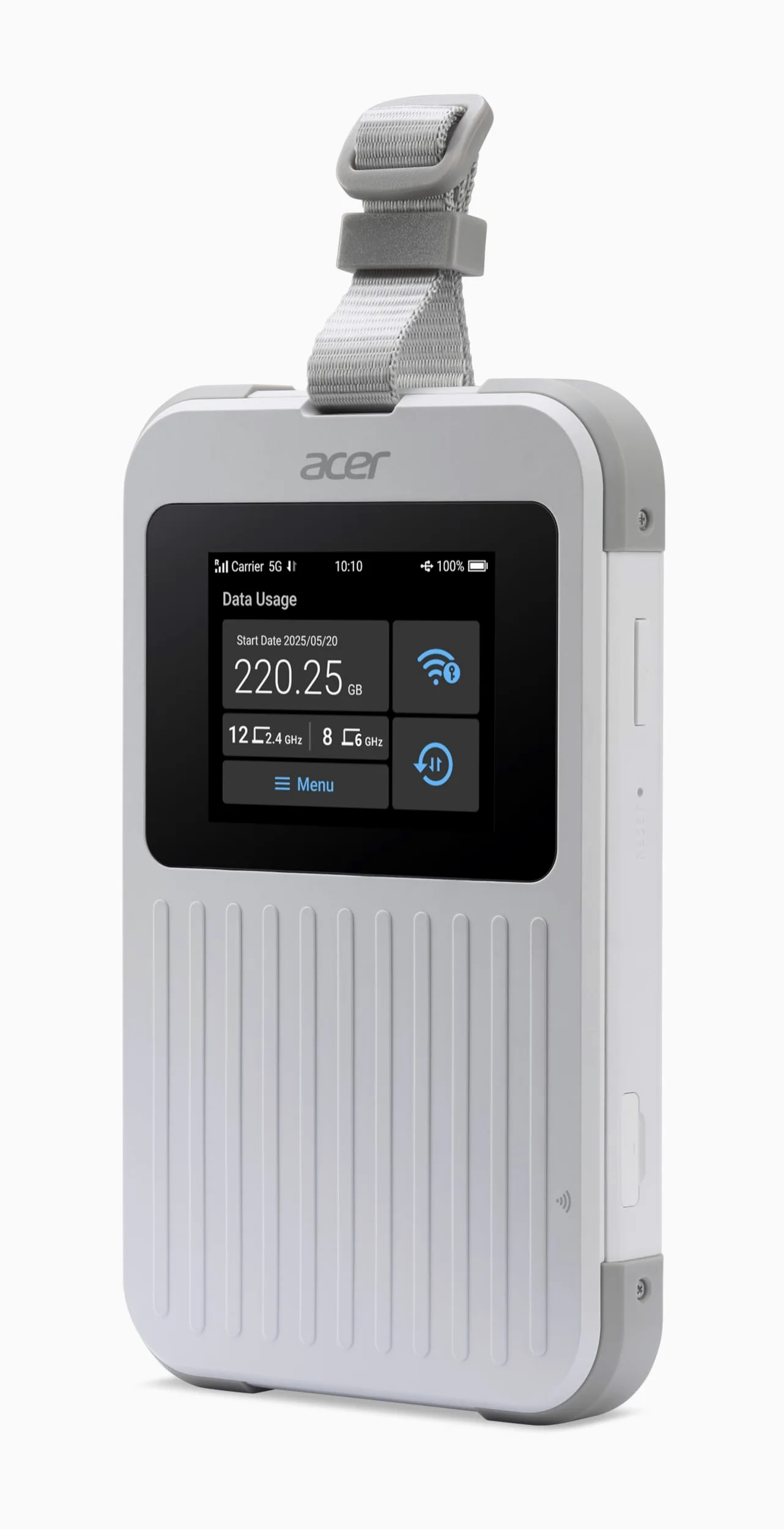 Acer, Connect M6E, Mobiler 5G Wi-Fi Hotspot, Globales 5G, TRI-SIM-Unterstützung, Wi-Fi 6E, Tri-Band, bis zu 20 Geräte, Touchscreen, Weiß
