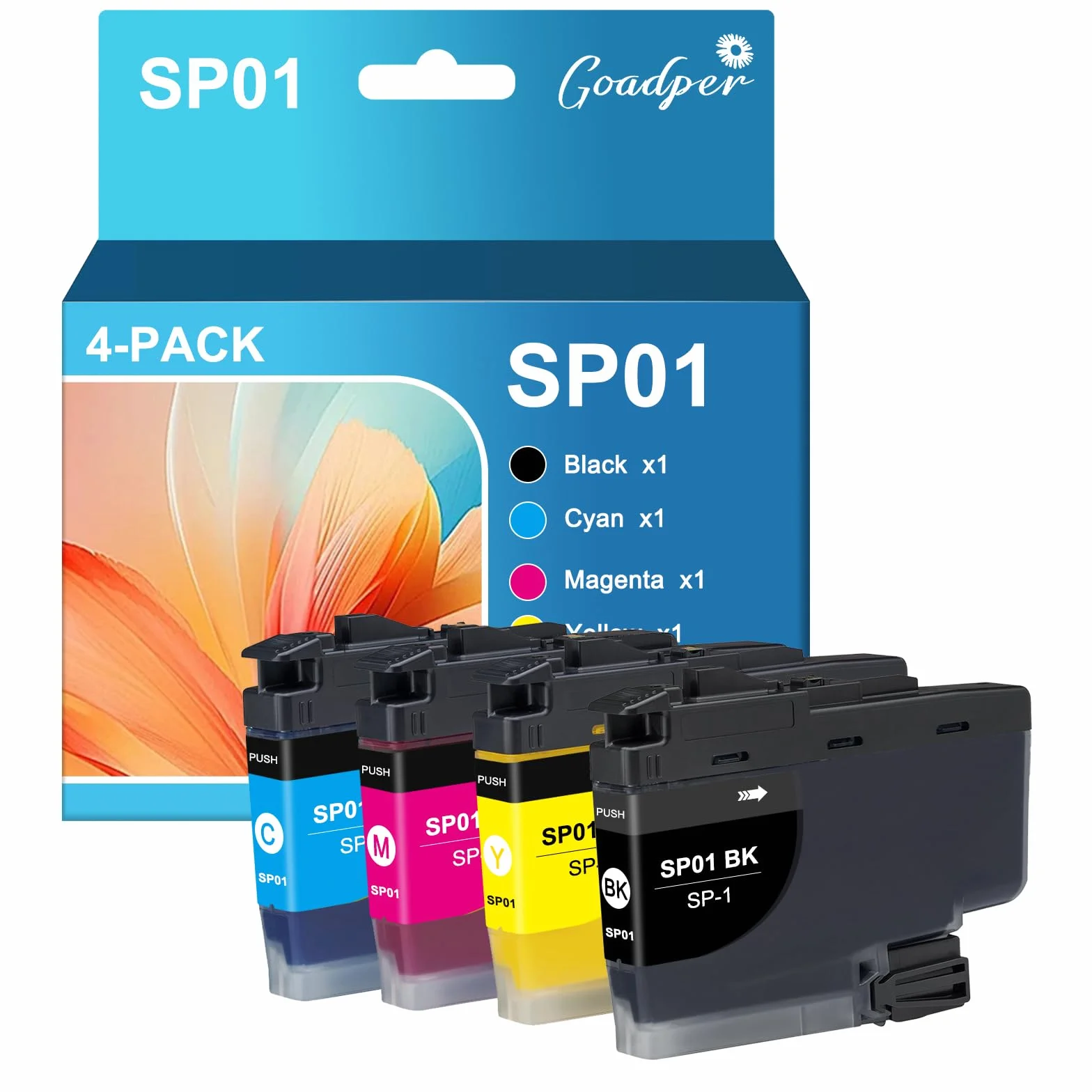 SP1 SP01 Sublimation Tintenpatrone Kompatibel für SP01BKS SP01CS SP01MS SP01YS für Brother SP1 SP01 SP-01 Sublimationsdrucker (4 Pack)