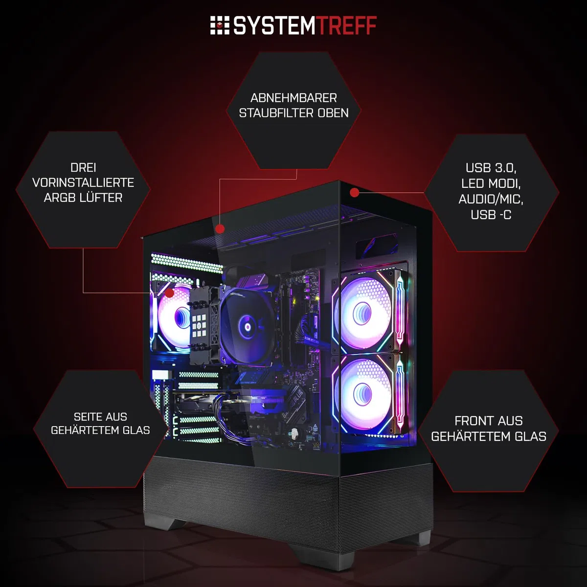 SYSTEMTREFF High-End Gaming PC AMD Ryzen 7 7800X3D 8x5GHz | Nvidia RTX 5070 12GB DX12 | 1TB M.2 NVMe | 32GB DDR5 RAM | Windows 11 | WLAN Desktop Computer Rechner für Gamer, Zocker & Streamer