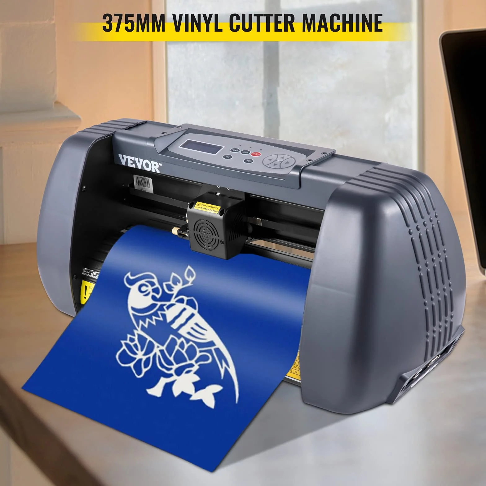 VEVOR 375 mm Vinyl Schneideplotter Papiereinzug, Folienplotter Drucker Vinyl Schneiden Set, Unterstützt DM/PL, HP/GL-Sprache, Abdeckfolie zum Malen und Ätzen, Scrapbook-Papiere PU-Vinyl schneiden