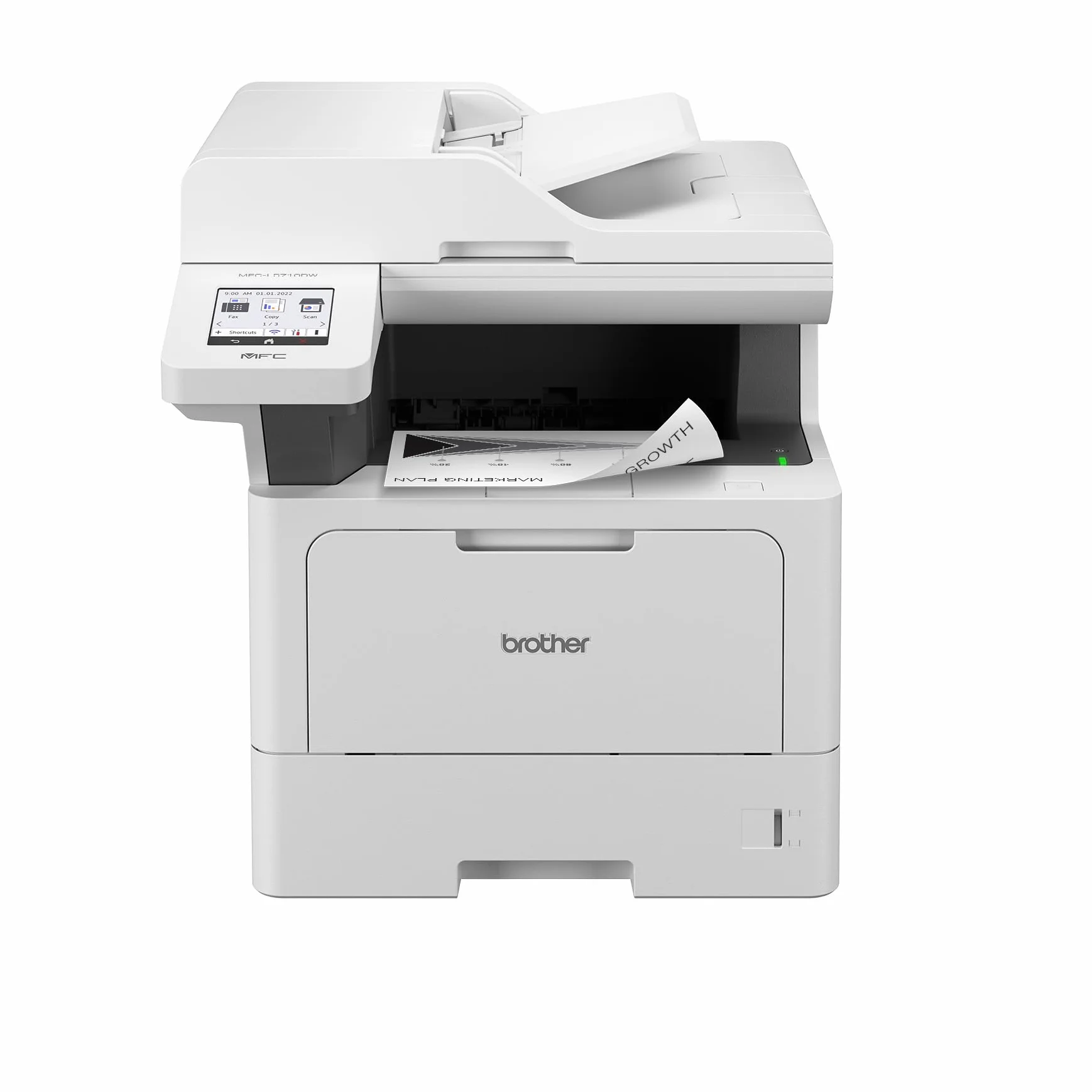 Brother MFC-L5710DW 4-in-1 Mulifunktionsdrucker schwarz weiß (A4, 48 Seiten/Min., 1.200x1.200 DPI, LAN, WLAN, Duplex-ADF, 250 Blatt Papierkassette) weiß/grau