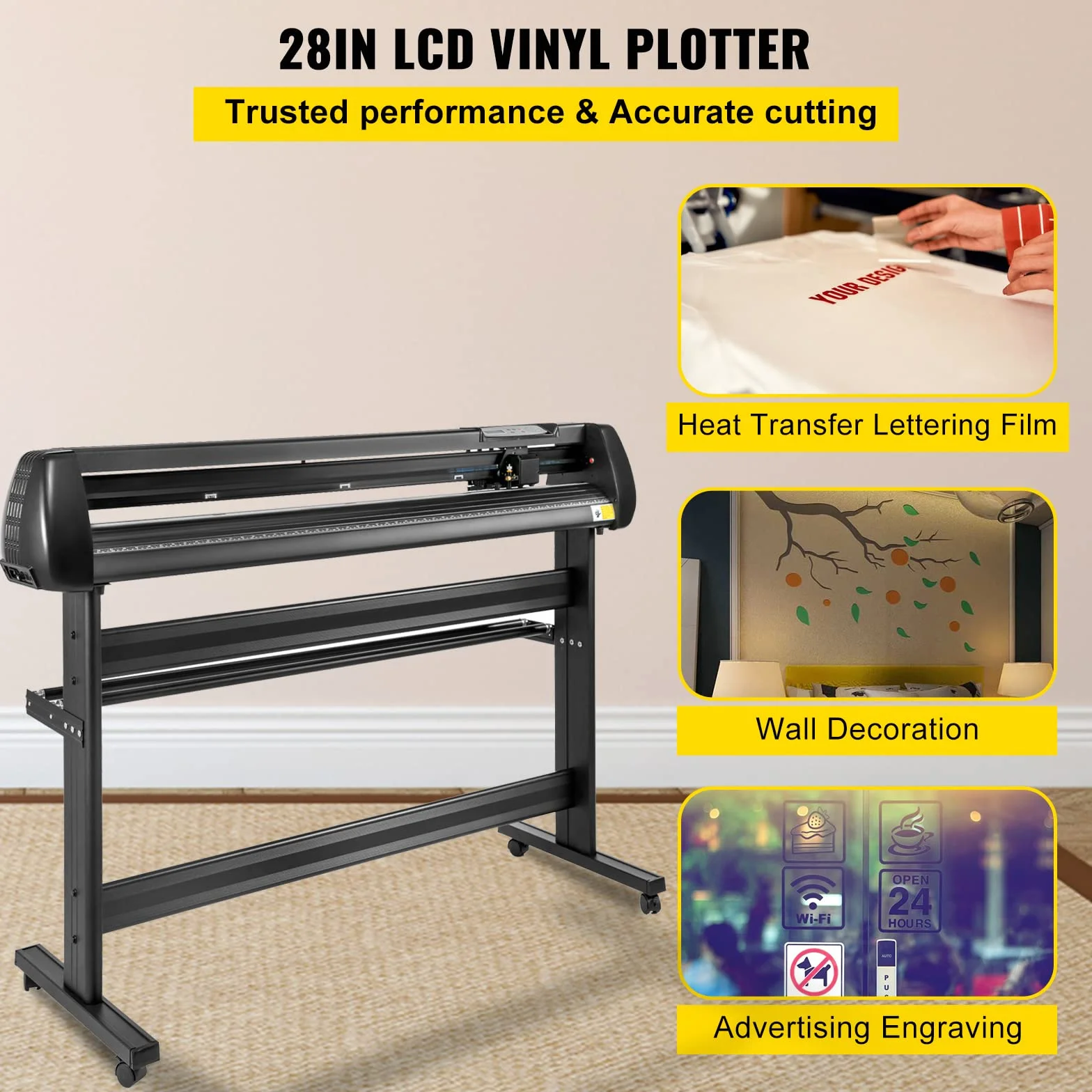VEVOR Vinyl Schneidegerät 135 cm Max. Papierzufuhr Vinyl Schneideplotter, Manual Vinyl Drucker Plotter Schneidegerät mit Bodenständer Vinyl Plotter Einstellbare Kraft Drehzahl für Sign Herstellung