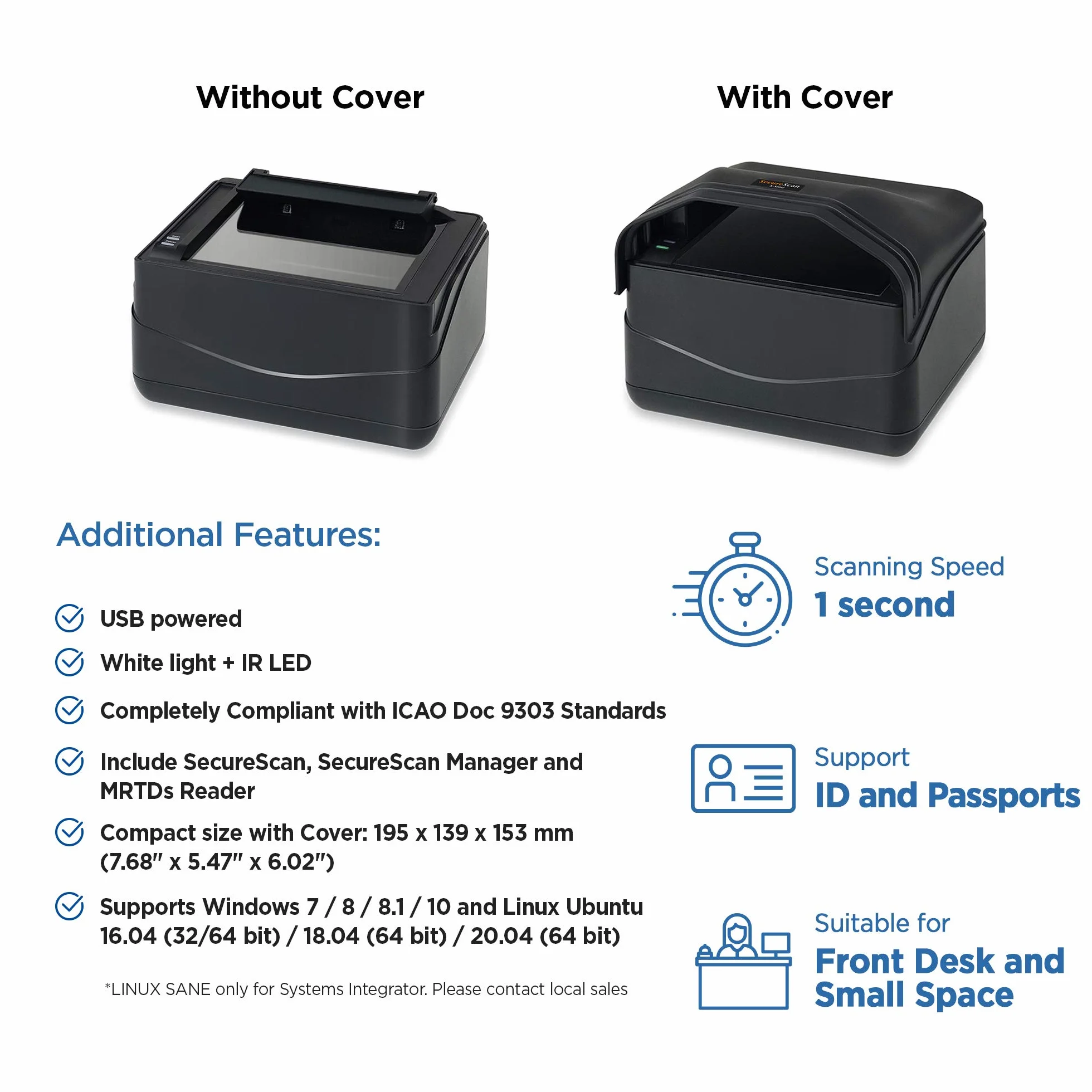 Plustek X-Mini Passport & ID Card Scanner