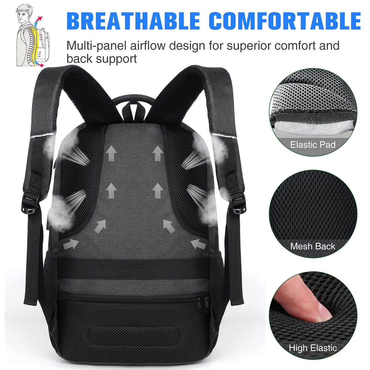 YAMTION Rucksack Herren, Schulrucksack Jungen Teenager Laptop Rucksack Schule Daypacks für Arbeit Wandern Reisen Camping für 15.6 Zoll Laptop