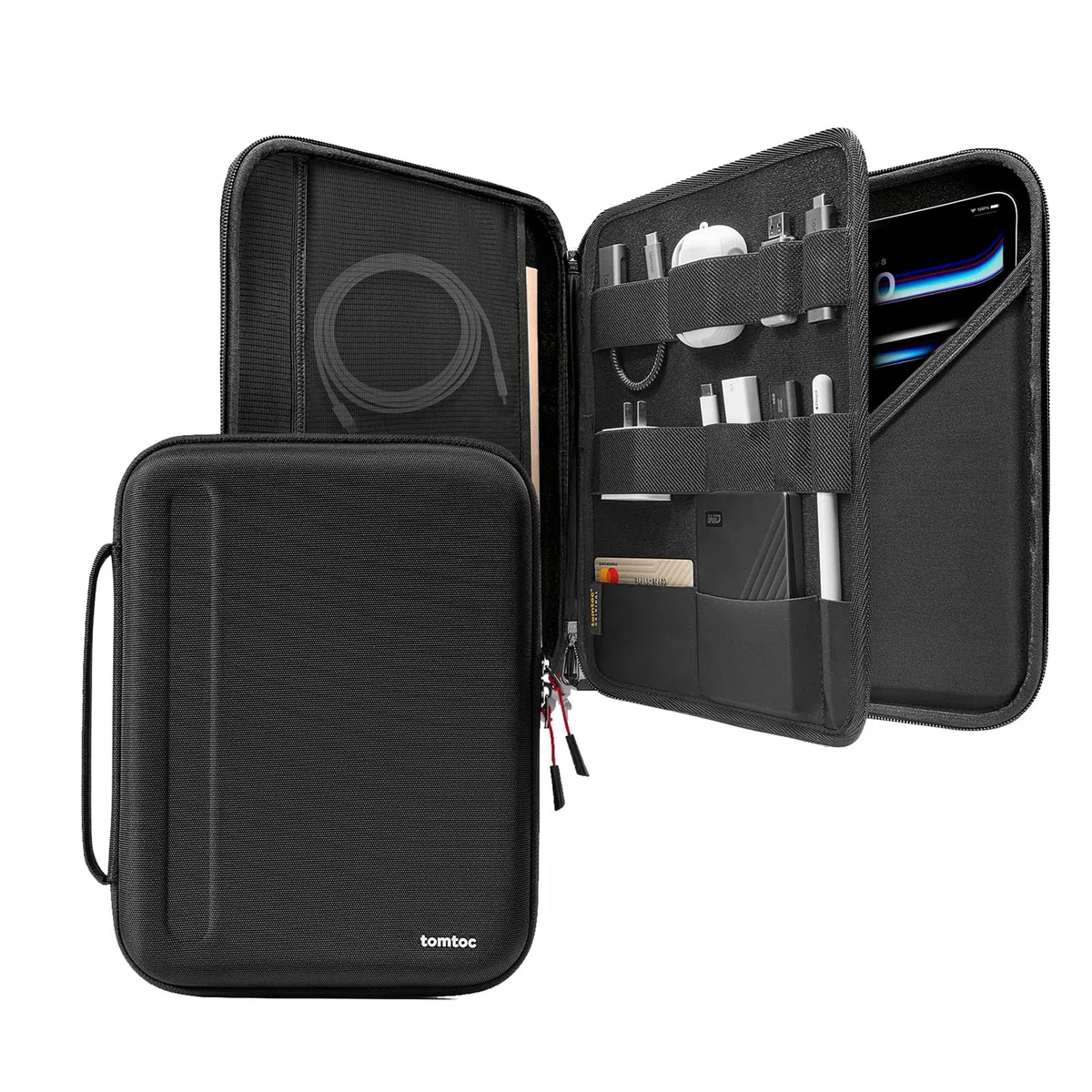 tomtoc Portfolio Tablet Tasche für 13 Zoll iPad Air M4/M3/M2 2026, 13 Zoll iPad Pro M5/M4 2025-2024, 12,9" iPad Pro, 12,4" Galaxy Tab S10+/S9+, Hartschale Hülle für Magic/Smart Keyboard/Apple Pencil