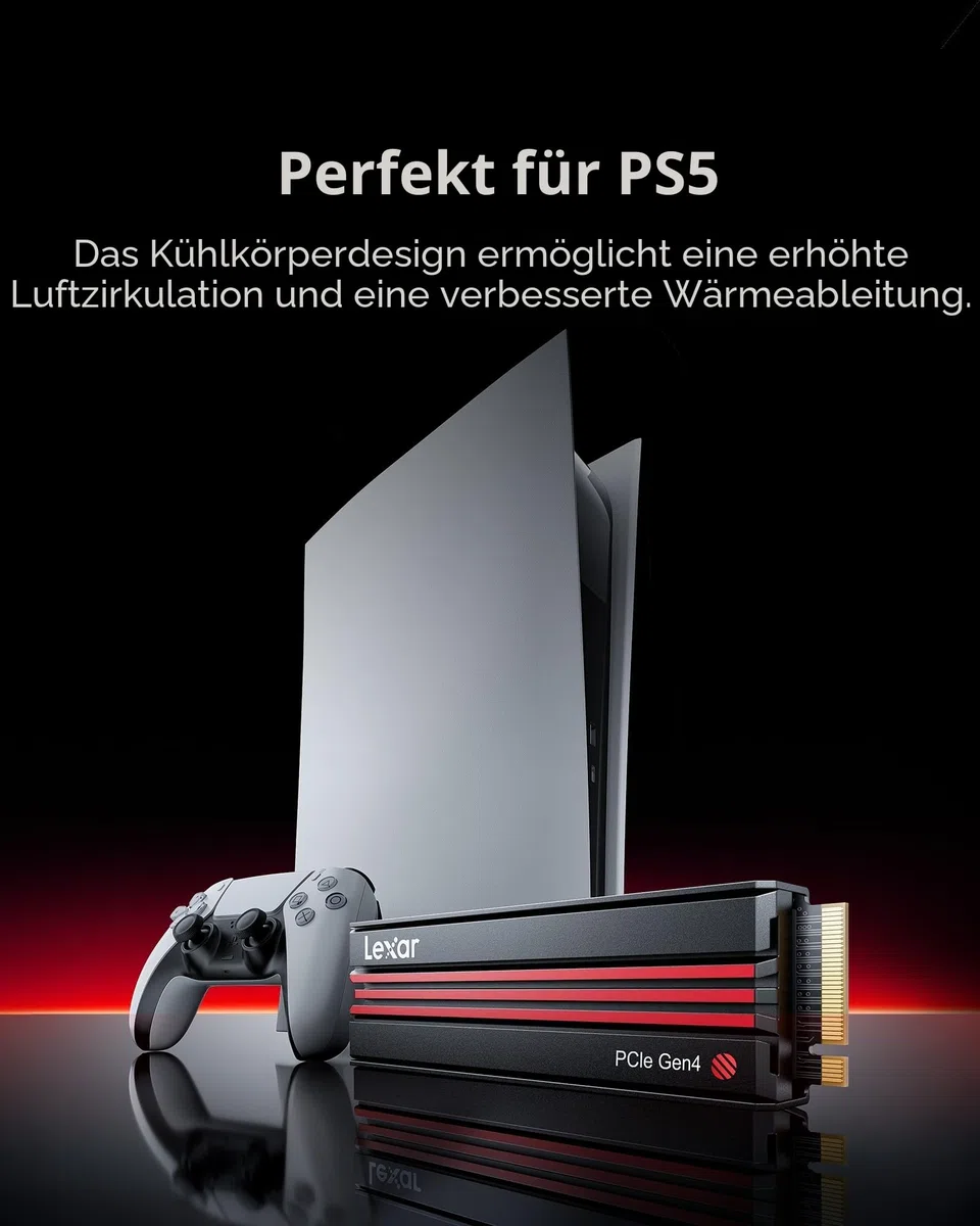 Lexar EQ790 2TB Interne SSD mit Kühlkörper, M.2 2280 PCIe Gen4x4 NVMe SSD, 7000 MB/s Lesen, für Intensive Workloads, PS5 & PC Gaming, Leistungsstarkes internes Solid State Laufwerk
