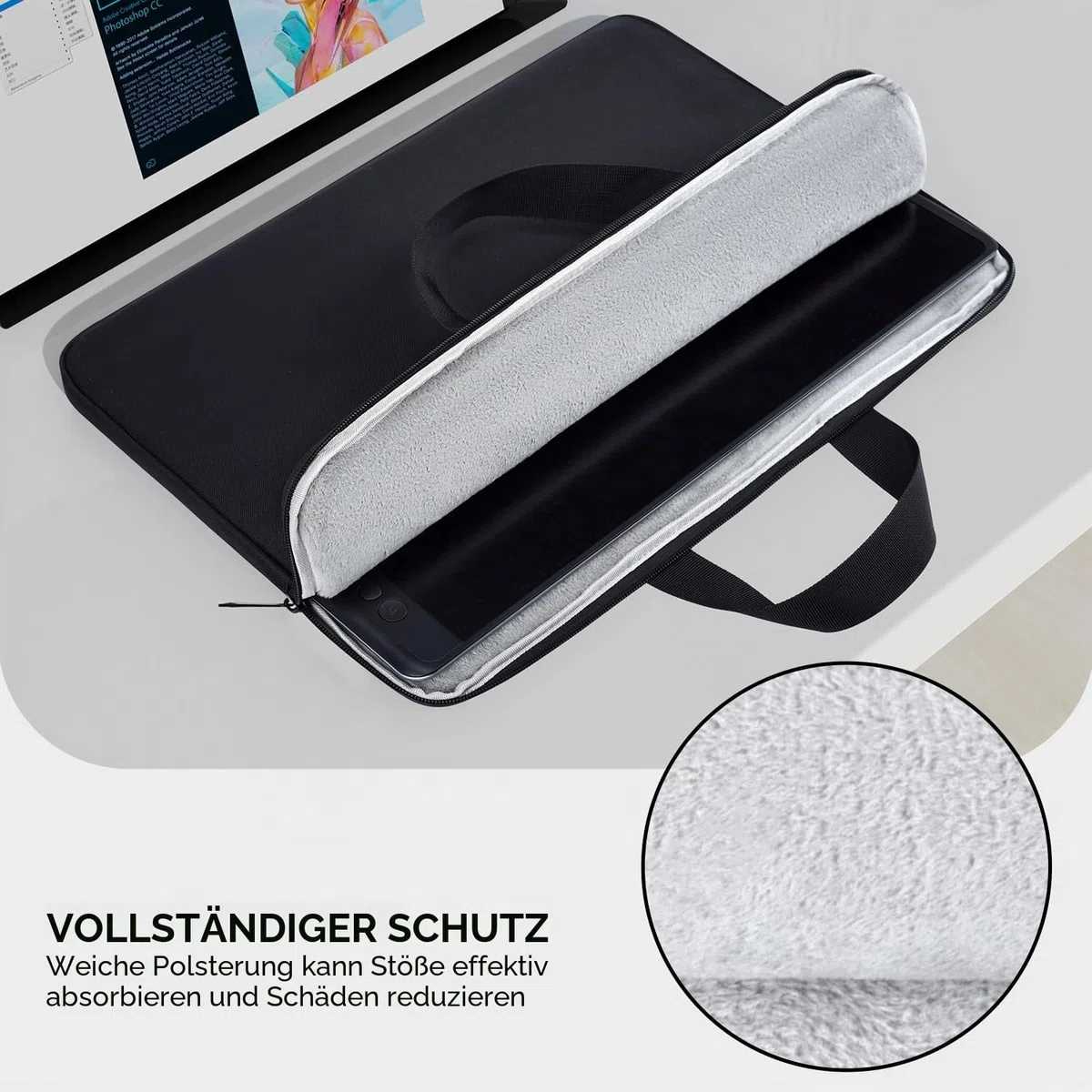 24 Zoll tragbare Monitorhülle Tragetasche kompatibel mit 23,8-24 Zoll tragbarem großem Monitor mit Grifftasche, schützende Reise stoßfest gepolsterte Zubehörtasche