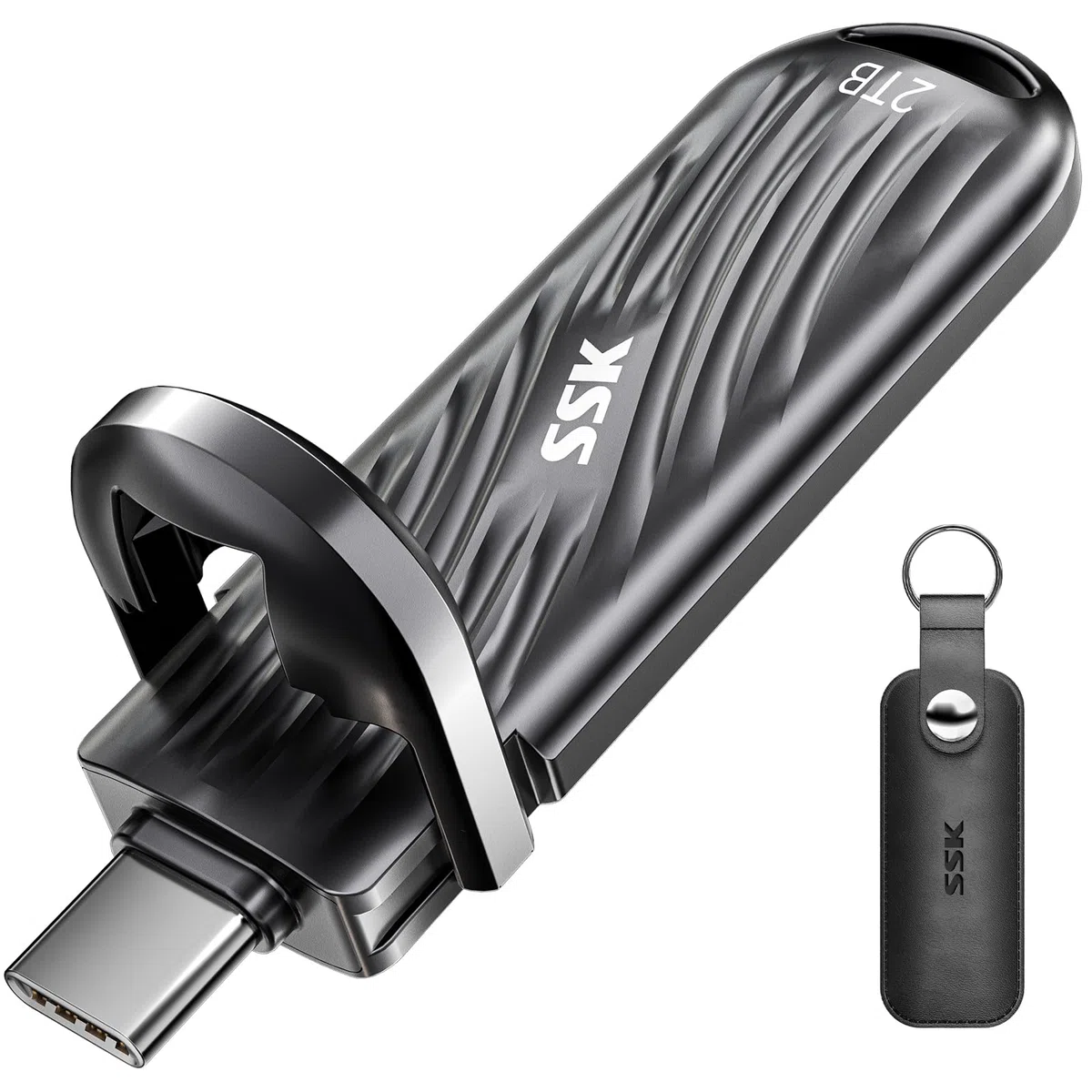 SSK USB 2TB Externe SSD mit bis zu 2000 MB/s, Typ-c Externe Festplatte Solid State Laufwerke USB 3.2 Gen 2X2 Memory Stick für iPhone15/16 Pro ProRes Mac/WTG/Android, Zinklegierung