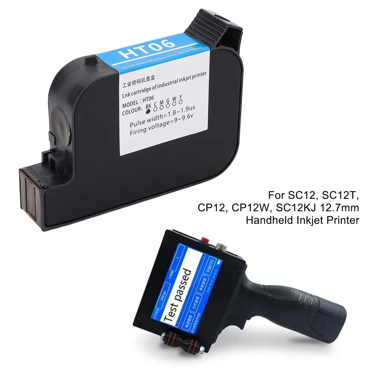 Ausla 42 Ml Schwarze Tintenpatrone, Hohe Effizienz und Schnelles Trocknen, für SC12 SC12T CP12 CP12W SC12KJ 12,7 Mm Handheld-Tintenstrahldrucker, Ersatz-Tintenpatrone