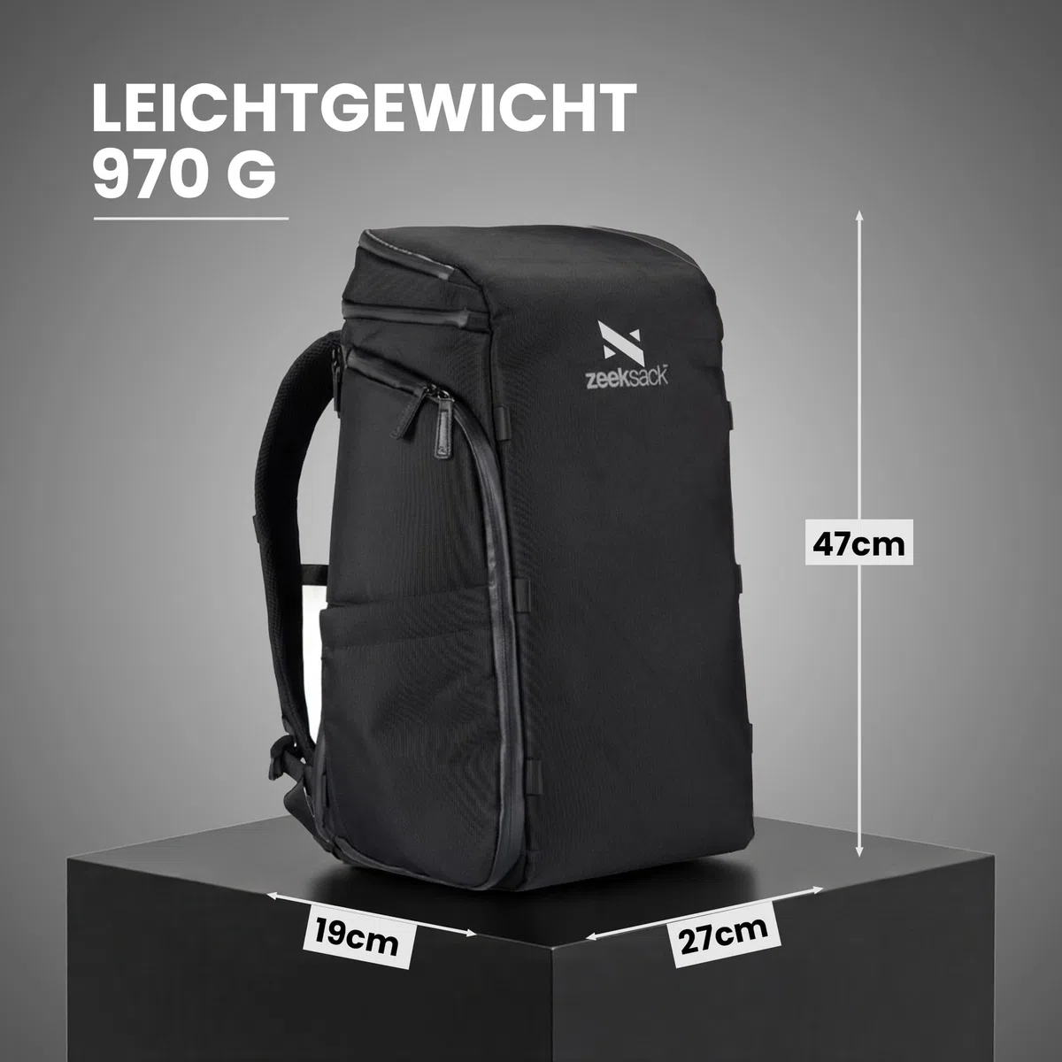 Zeeksack Rucksack Schwarz 20L - The Organizer Backpack & Reiserucksack mit Laptopfach, herausnehmbaren Trennern & Smart Pockets - Handgepäck-Rucksack fürs Flugzeug, Arbeit, Fitness & Wochenendtrips