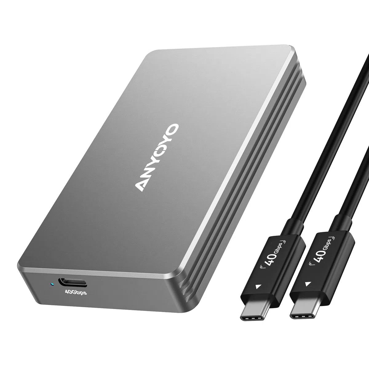 40Gbps M.2 NVMe SSD Gehäuse, ANYOYO NVMe Gehäuse kompatibel für Thunderbolt 5/4/3 M.2 SSD Gehäuse für PCIe 2280 M-Key (B+M Key), USB C Aluminium SSD Gehäuse kompatibel für USB 4/3.2/3.1