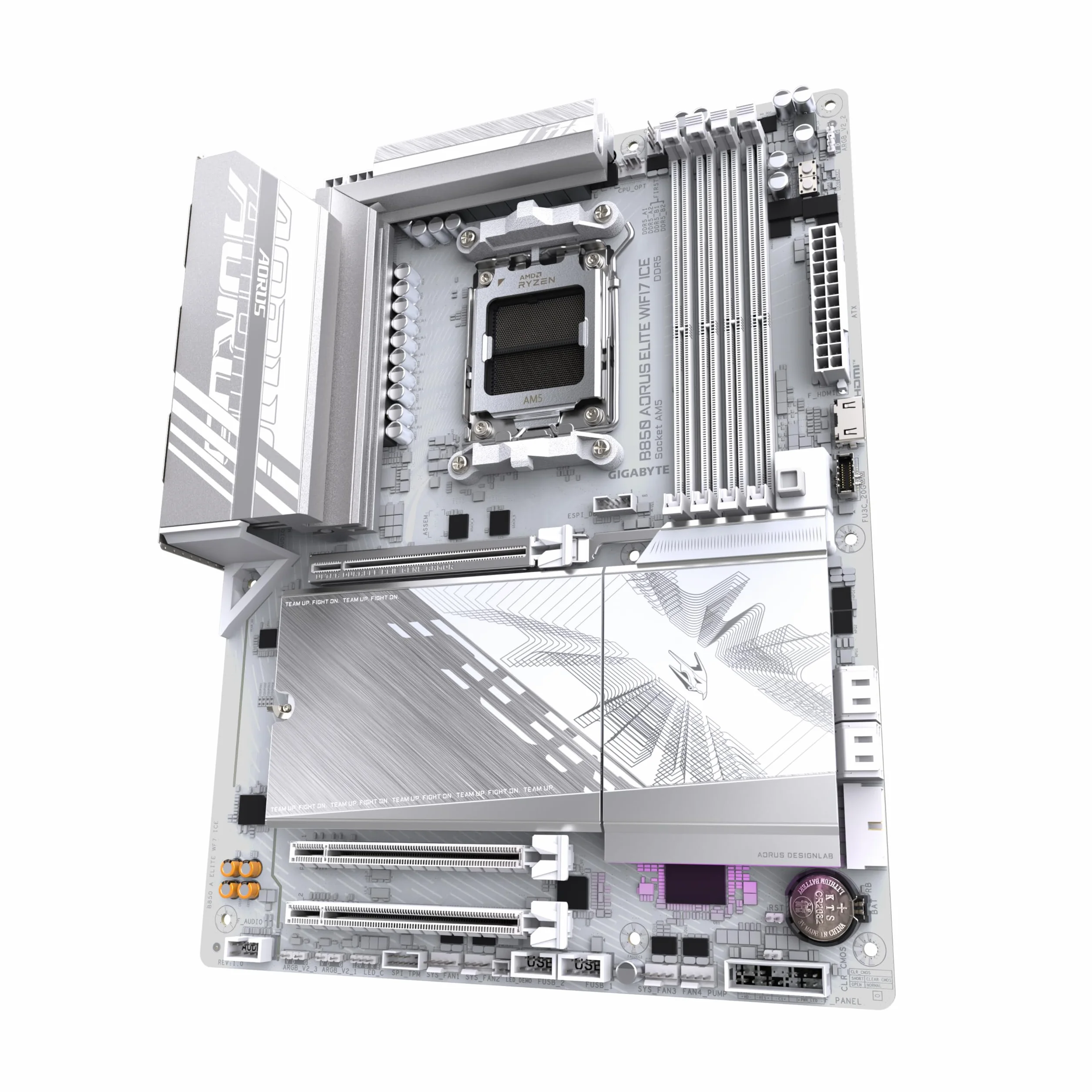 GIGABYTE B850 AORUS Elite WIFI7 Ice Motherboard - AMD Ryzen 9000 Serie CPUs, 14+2+2 Phasen digitales VRM, bis zu 8200MHz DDR5 (OC), 1xPCIe 5.0 + 2xPCIe 4.0 M.2, 2,5 LAN, WiFi 7, USB 3.2 Gen 2x2