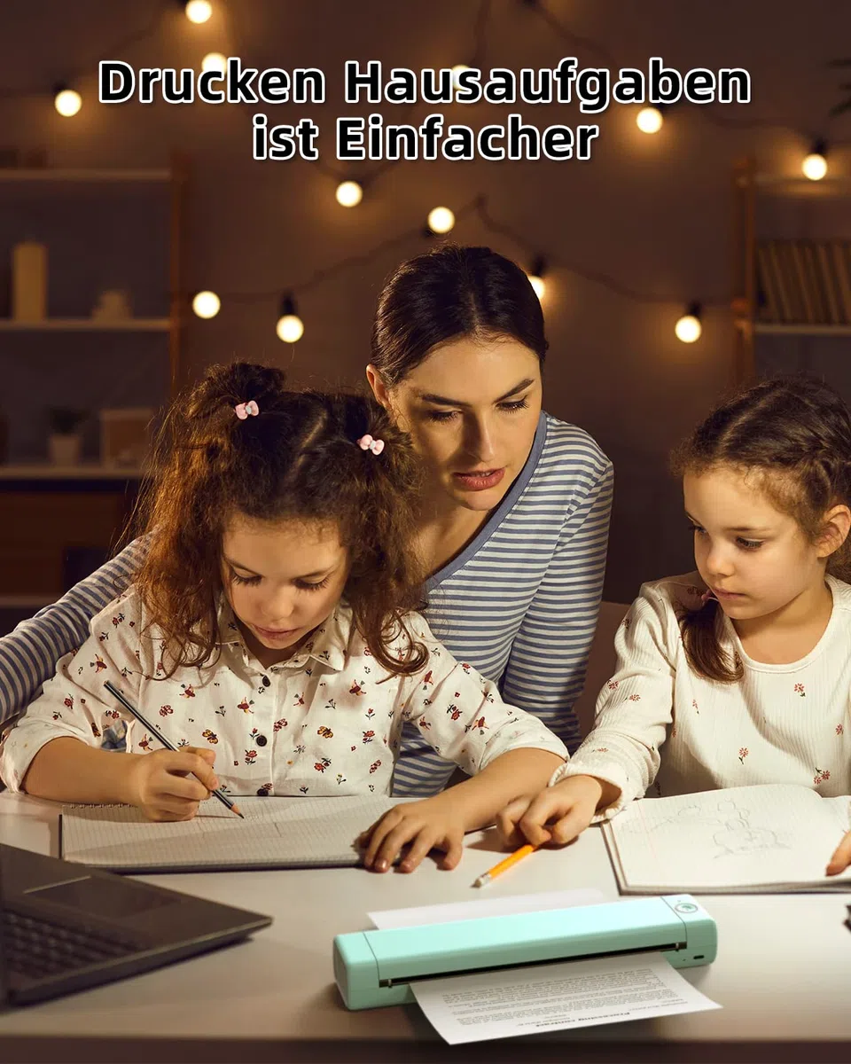 Phomemo M08F A4 Tragbarer Thermodrucker, Mobiler Monochrom Drucker unterstützt 210x297mm A4 Thermopapier, Bluetooth Drucker für Auto, Büro, Zuhause, für Phone & PC mit 1 Aufbewahrungskoffer