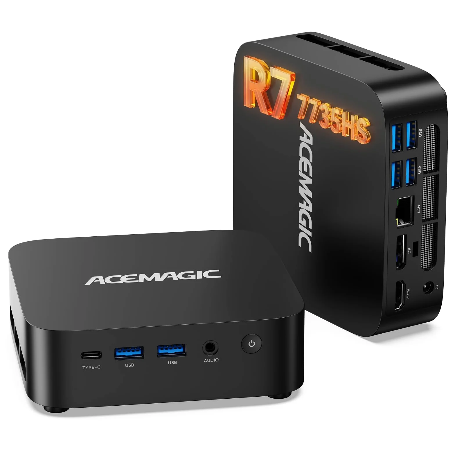 ACEMAGIC M1 Mini PC, AMD Ryzen 7 7735HS (8C/16T, bis 4,75GHz), 24GB LPDDR5 5500 MT/s 1TB NVMe SSD Win 11 Pro Mini Computer, AMD Radeon 680M, 4K Triple Display, USB-C,WiFi6,BT5.2 für Büro & Home Office