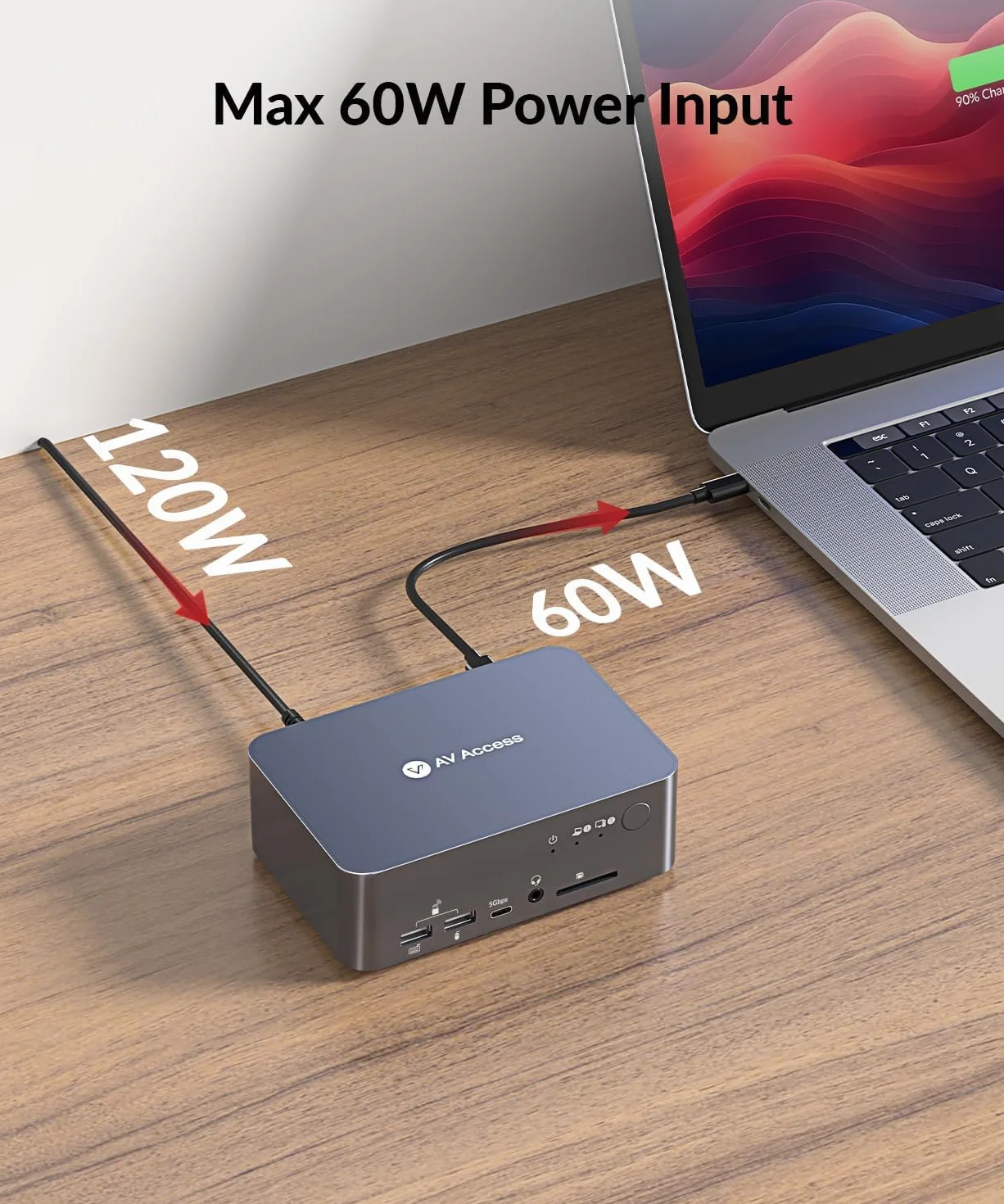 AV Access Docking Station KVM Switch Dual Monitor für Laptop & Desktop - USB C-Ladung, Vollaluminium, KVM-Switcher für 2 PCs mit Ethernet, EDID, 4K@60Hz/2K@144Hz/1080P@240Hz, 3xUSB 3.0, Netzteil