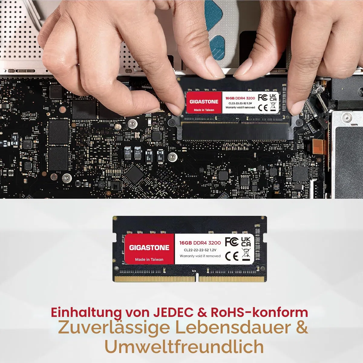 【DDR4 RAM Nur für Laptops】 GIGASTONE 32GB Kit (2x16GB) DDR4 3200MHz (2933/2666MHz) PC4-25600 CL22 1,2V SODIMM 260Pin Nicht-ECC ungepuffert Notebook Speicher-Upgrade