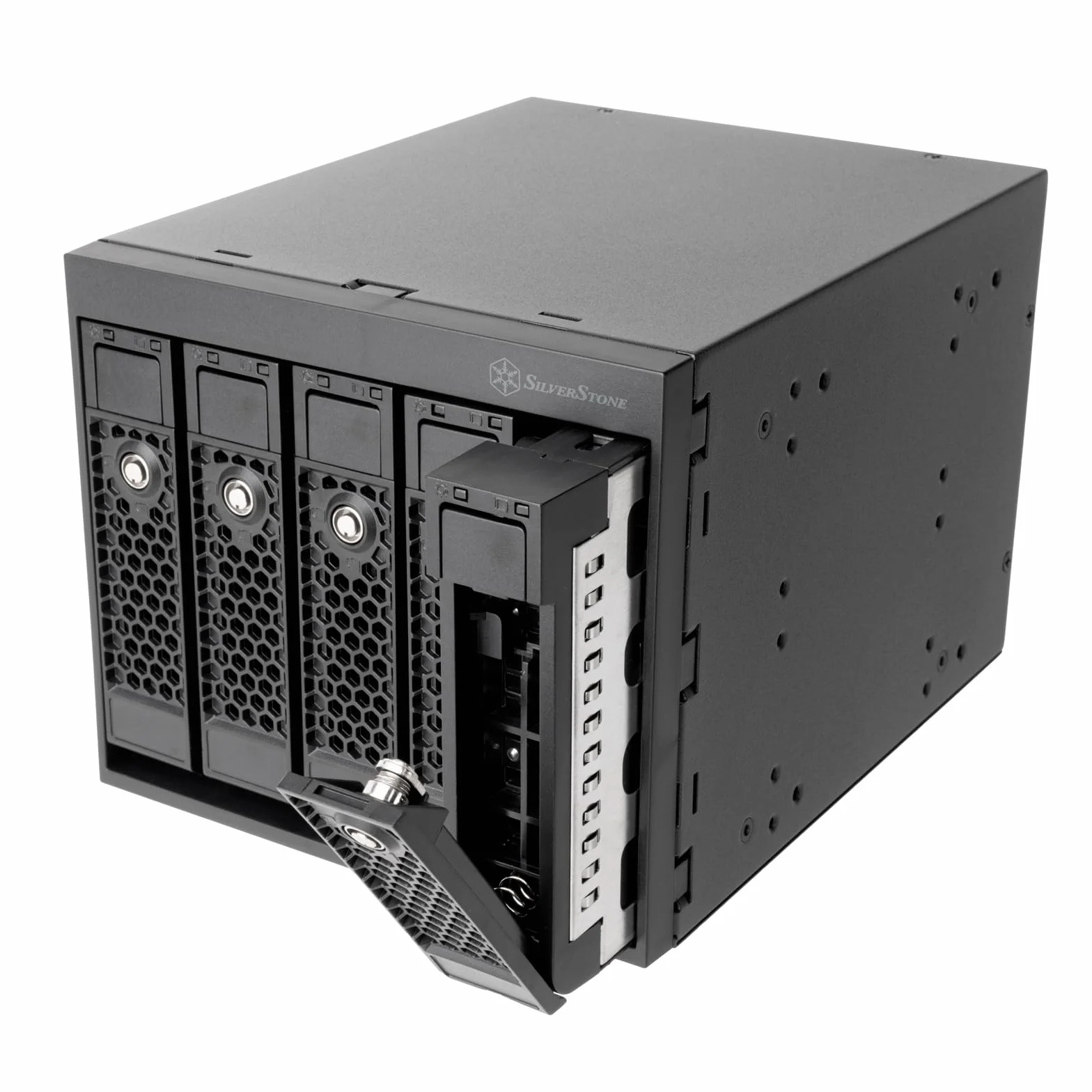 Silverstone SST-FS305B-E - DREI-5,25-Zoll-Geräte-Einschub-auf-fünf-3,5-Zoll-SAS-12G/SATA-6-Gbit/s-Hot-Swapping-Adapterkäfig, SST-FS305B-E (Schwarz+Schwarz)