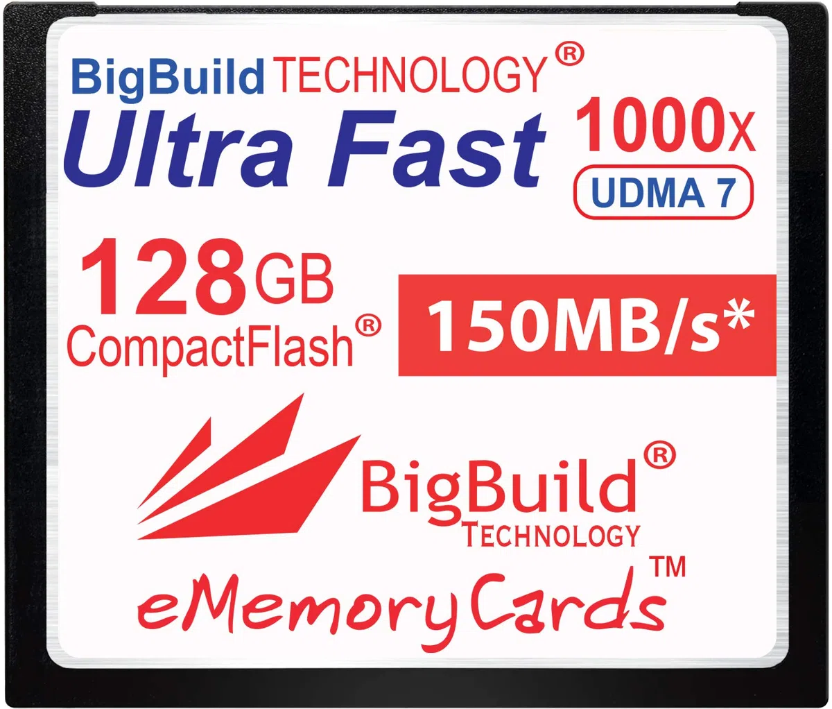 eMemoryCards 128GB Ultra Fast 150MB/s CompactFlash Speicherkarte kompatibel mit Canon 10D/20D/30D/40D/50D/1D/1Ds/5Ds/7D Mark I/II/III/IV, Nikon D, Olympus E, Sony Alpha, Leica S Kameras