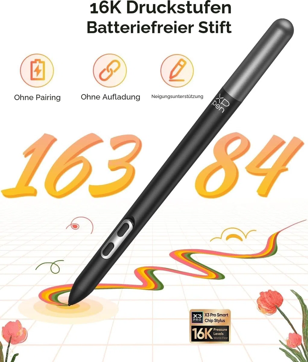 XPPen Grafiktablett, freistehend, Grafiktablett mit 12 Zoll (30,5 cm), Auflösung 2K, Farbbereich 77% NTSC, 109% sRGB, 82% Adobe RGB