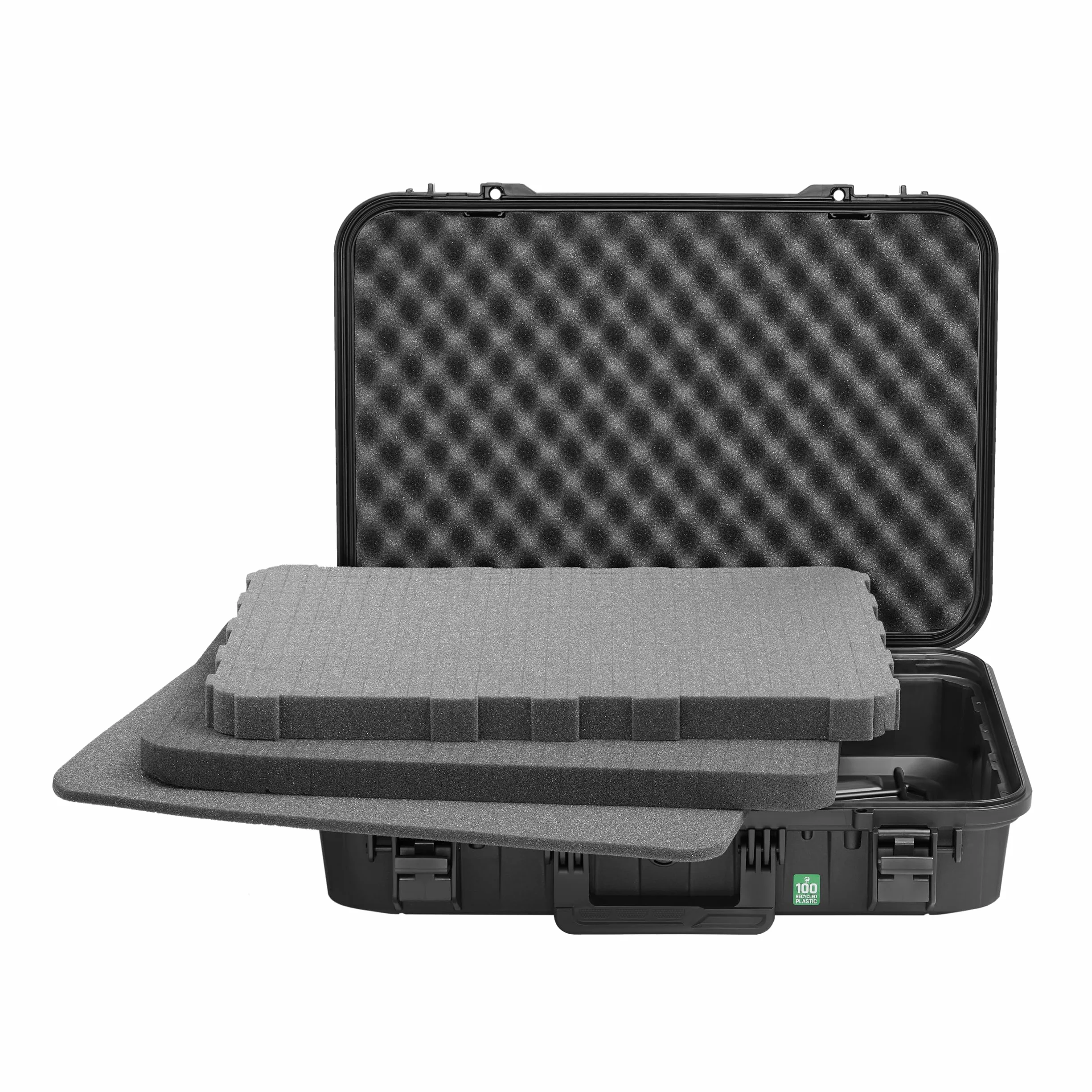 TOMcase Laptop Koffer 16–18 Zoll wasserdicht - ECO Schutzkoffer | Koffer für Notebook Tablet und Zubehör - Hardcase stoßfest mit Rasterschaumstoff - Outdoor Transportkoffer Hartschalenkoffer