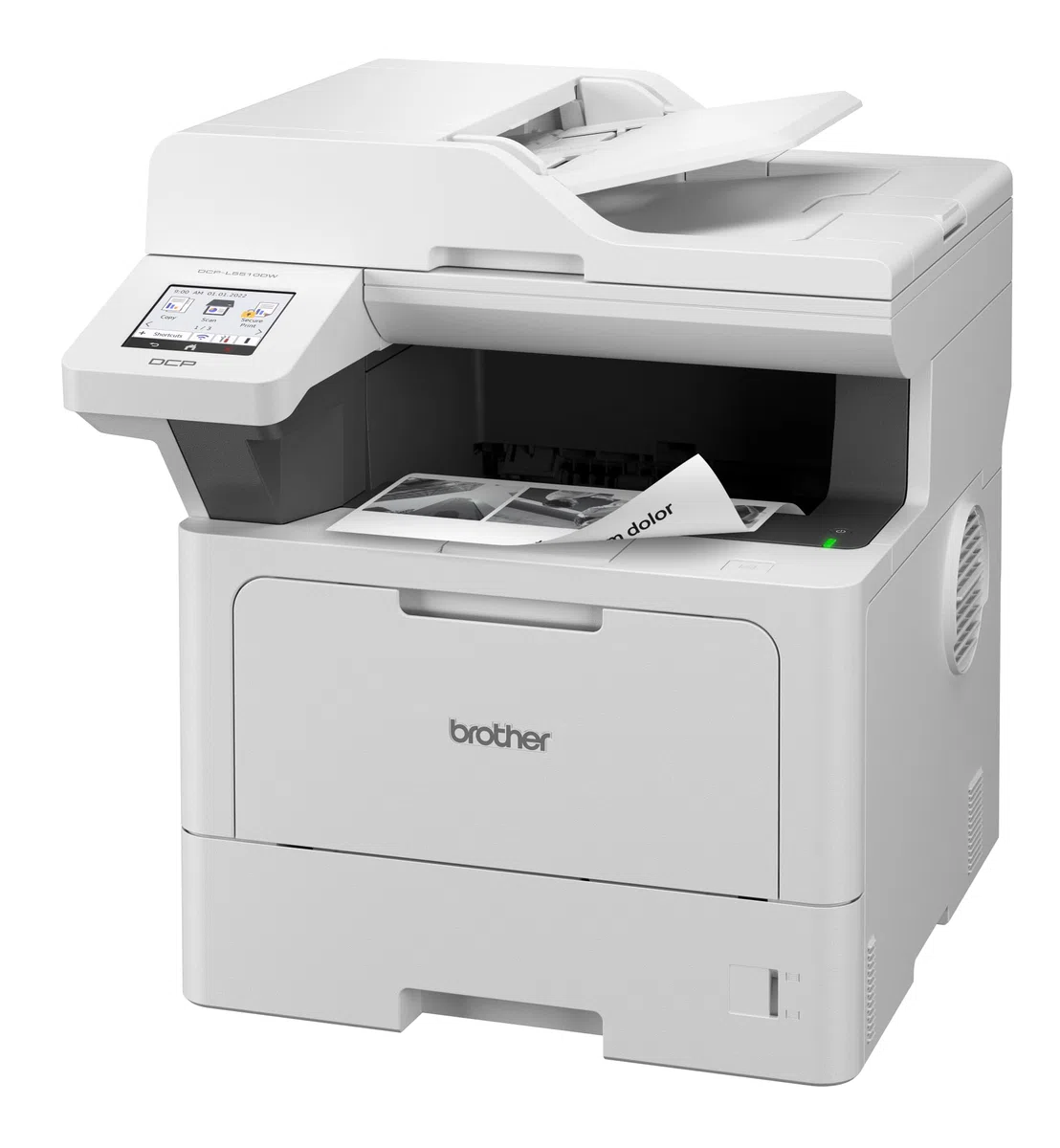 Brother DCP-L5510DW 3-in-1 Multifunktionsdrucker schwarz weiß (A4, 48 Seiten/Min., 1.200x1.200 DPI, LAN, WLAN, Duplex, 250 Blatt Papierkassette) weiß/grau