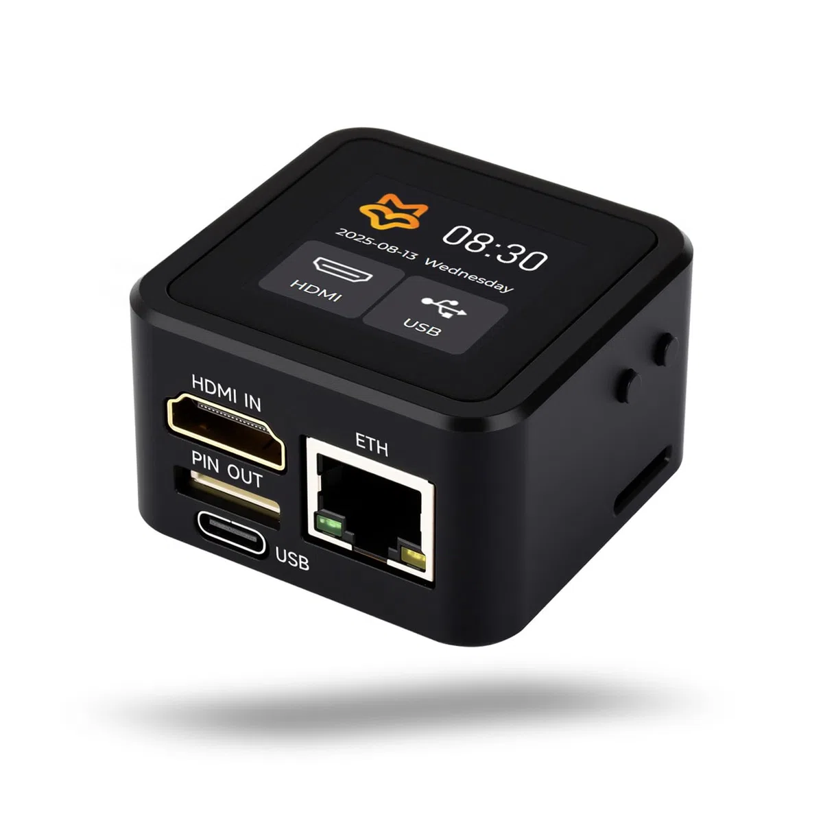 LUCKFOX PicoKVM with Metal Case and 1.54-inch Touch Display - Remote IP KVM for Server/PC Management, HDMI Capture, HID Simulation, Low Latency Control