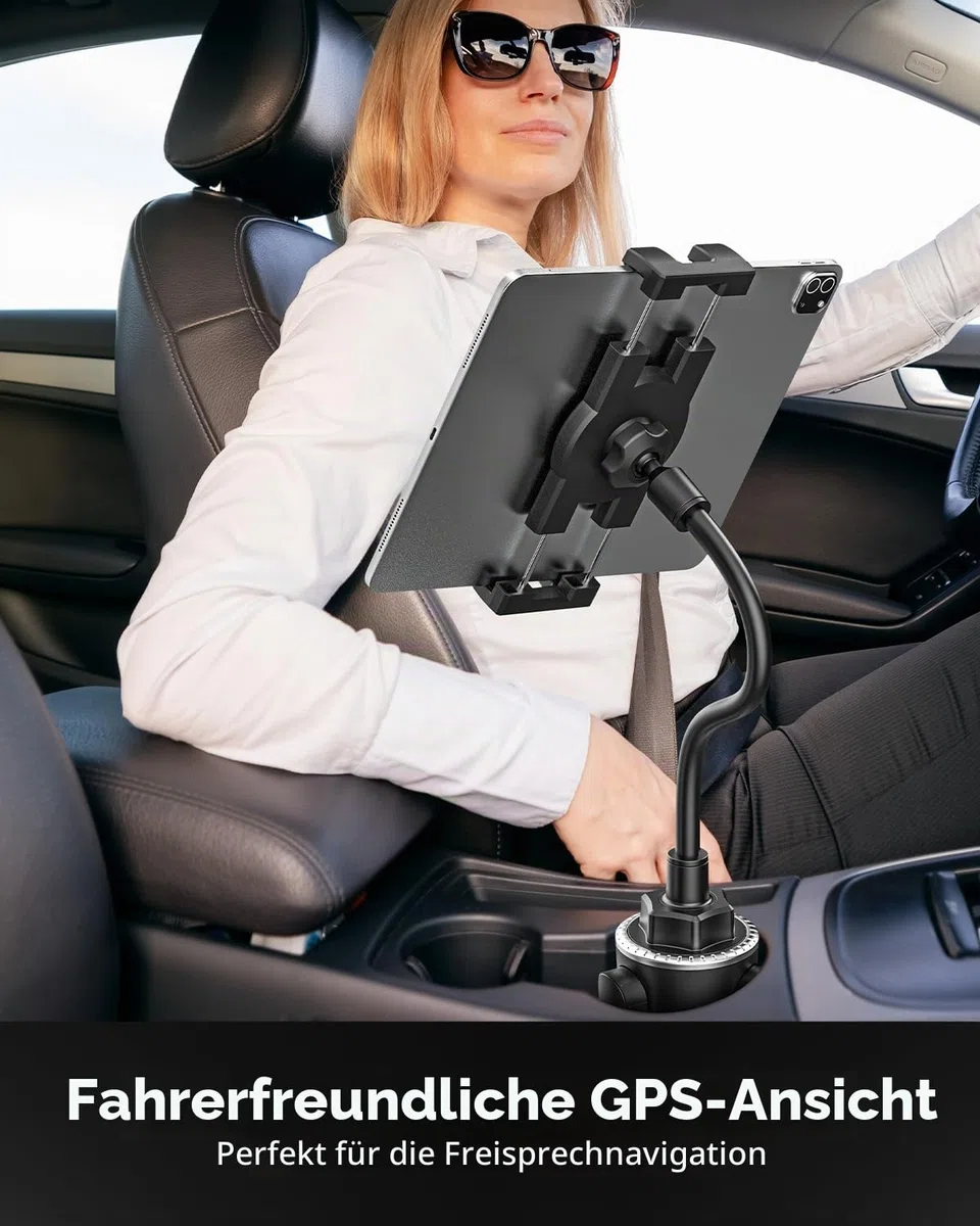 Oilcan Tablethalterungen Auto Becherhalter, Schwanenhals KFZ Tablet Getränkehalter mit Flexible Lang Arm für iPad Pro Air Mini, Samsung Tab, Fire, iPhone 13 Pro Max, 4-12.9" Handys und Tablets