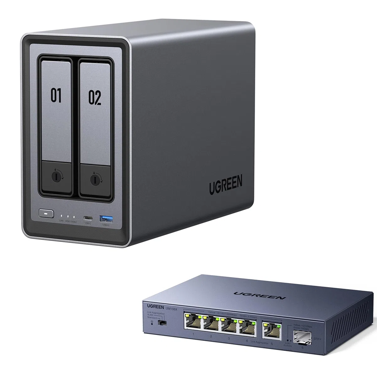 UGREEN NASync DXP2800 2-Bay NAS Server mit 2.5G LAN Switch(Diskless)