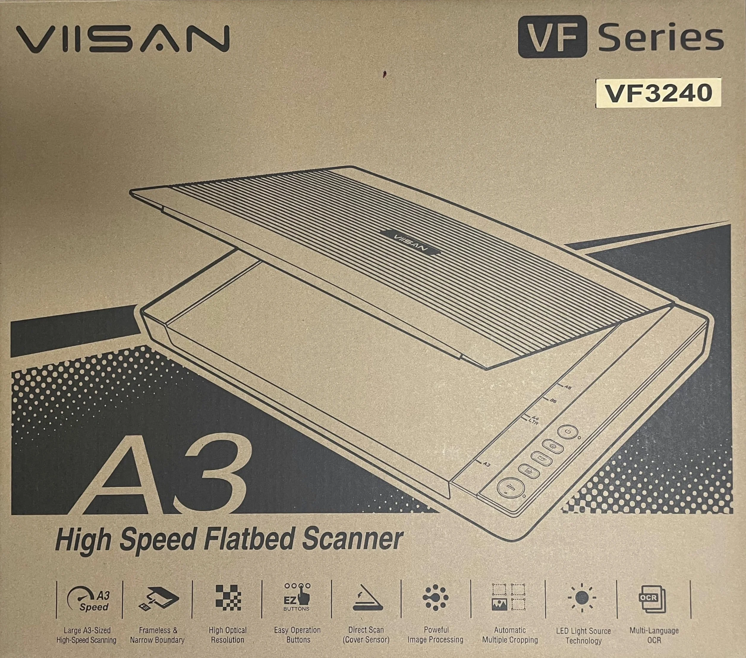 Viisan VF 3240, Flachbettscanner DIN-A3. Max. Auflösung 2400x2400 DPI. Software für Bildbearbeitung und Texterkennung. High-Speed Scannen.