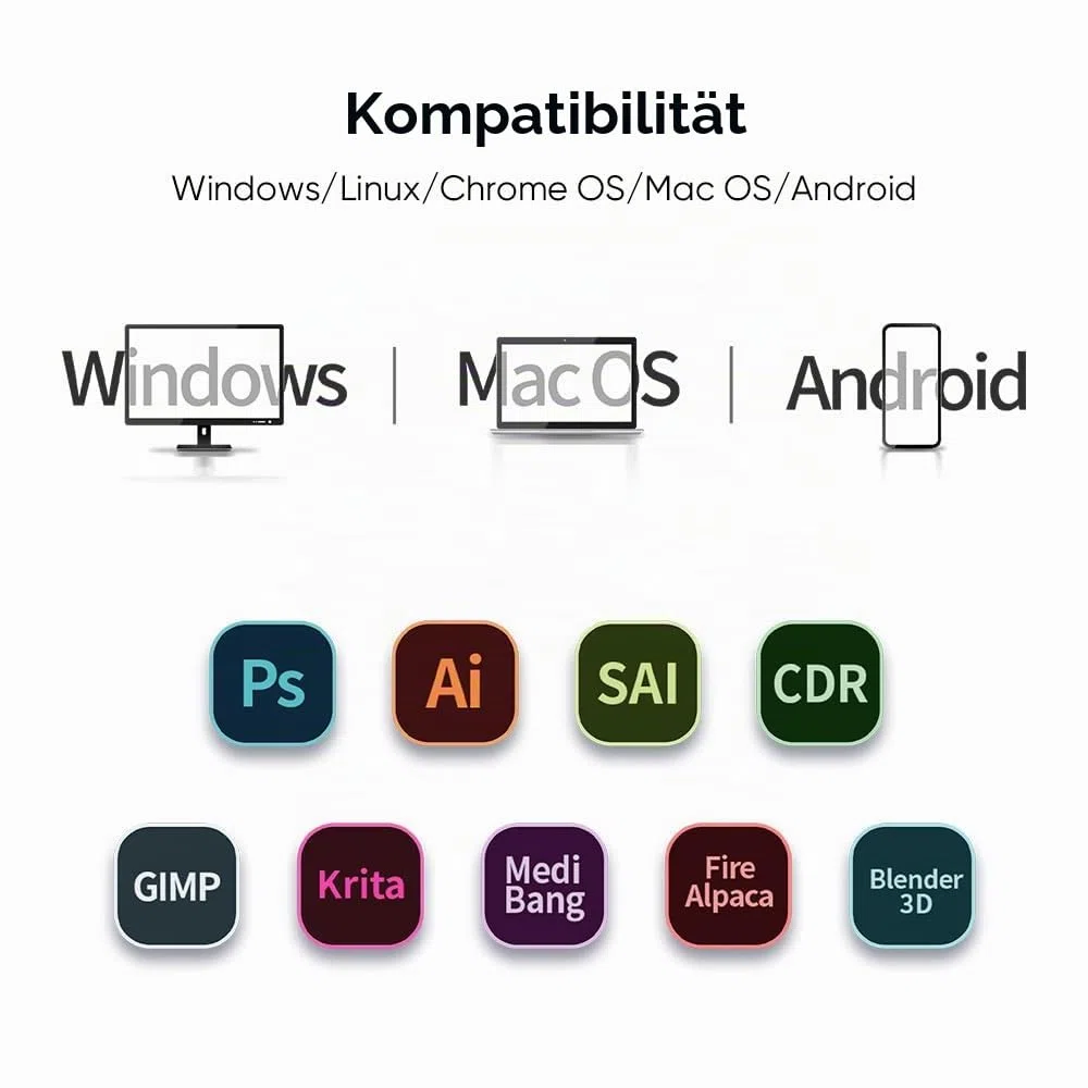 XP-Pen DECO01V2 Grafik-Tablet, Zeichnen, 10 x 6 Zoll, passiver Eingabestift, 8192 Stufen, Neigung und 8 Shortcuts, kompatibel mit Windows/Mac OS/ChromeBook/Android