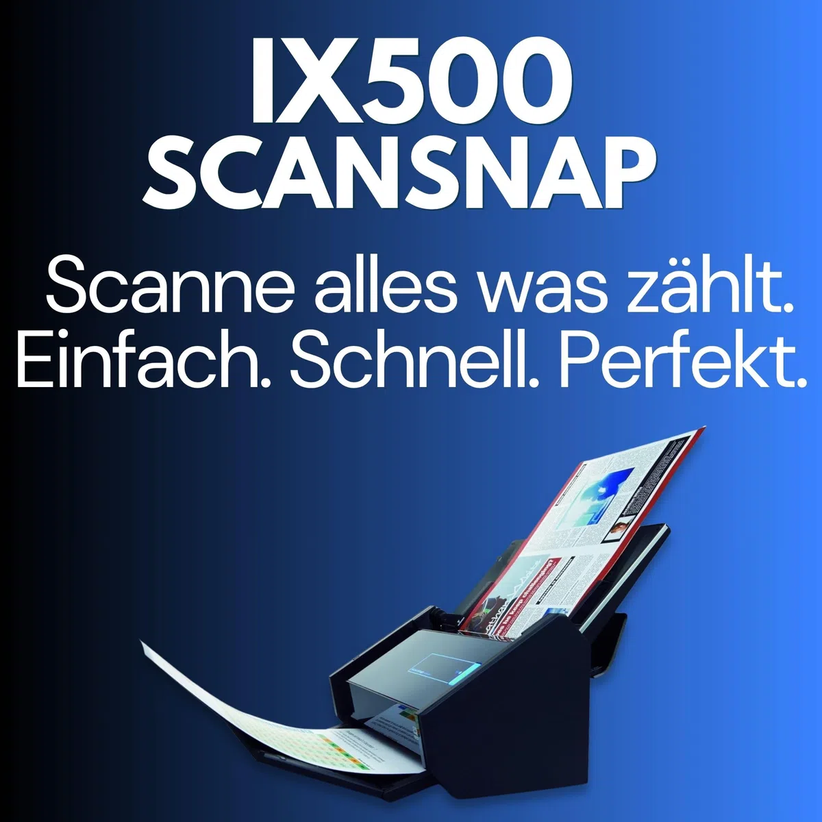 Gedikum Fujitsu IX500 ScanSnap USB High-Speed Cloud-fähiger Scanner für Dokumente, Fotos und Belege für Mac & PC – ADF mit Duplex-Scan-(Generalüberholt)