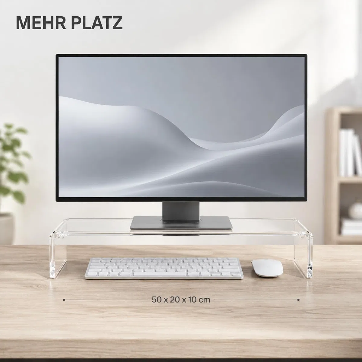 Acrylglas Monitorständer - Exklusive Bildschirmerhöhung aus deutscher Handarbeit - 10mm Monitor Stand - Premium Bildschirmständer Tischaufsatz