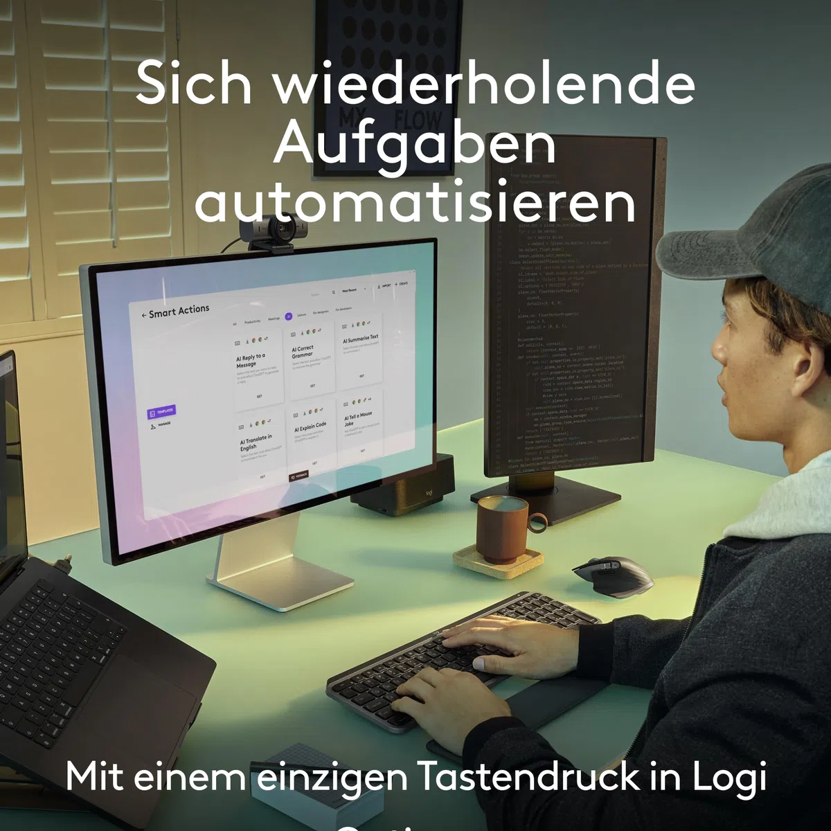 Logitech MX Keys S Combo for Mac, kabellose Tastatur/Maus mit Handballenauflage, beleuchtete Tastatur, schnellscrollende Maus, Bluetooth USB C für Pro/MacBook Air/iMac/iPad, QWERTZ DE - Grau