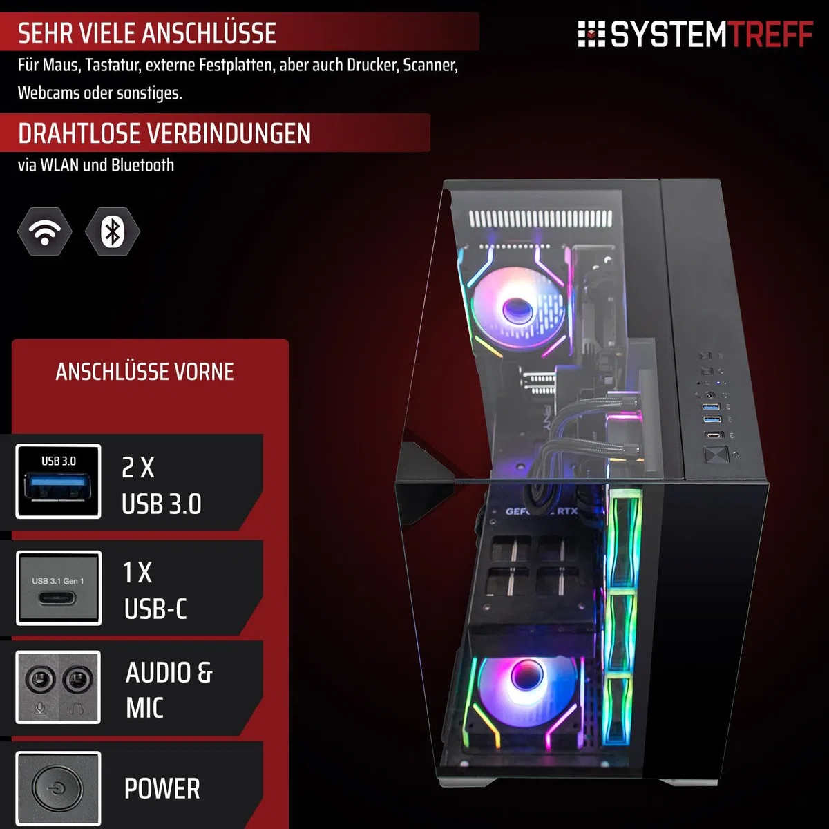 SYSTEMTREFF High-End Gaming PC AMD Ryzen 7 9800X3D 8x5.2GHz | Nvidia RTX 5080 16GB DX12 | 1TB M.2 NVMe | 32GB DDR5 RAM | Windows 11 | Desktop Computer Rechner für Gamer, Zocker & Streamer