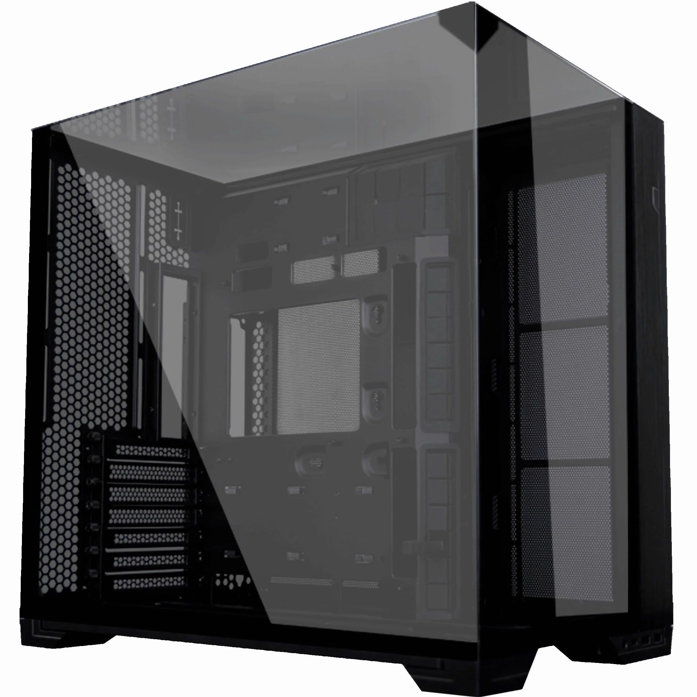 Lian Li O11 Vision Compact Gaming PC Gehäuse ATX Schwarz - Midi Tower PC Gehäuse mit Tempered Glass, Grafikkarten bis 408 mm, bis zu 360 mm Radiatoren, Black PC Case Stahl, Aluminium, Gehärtetes Glas