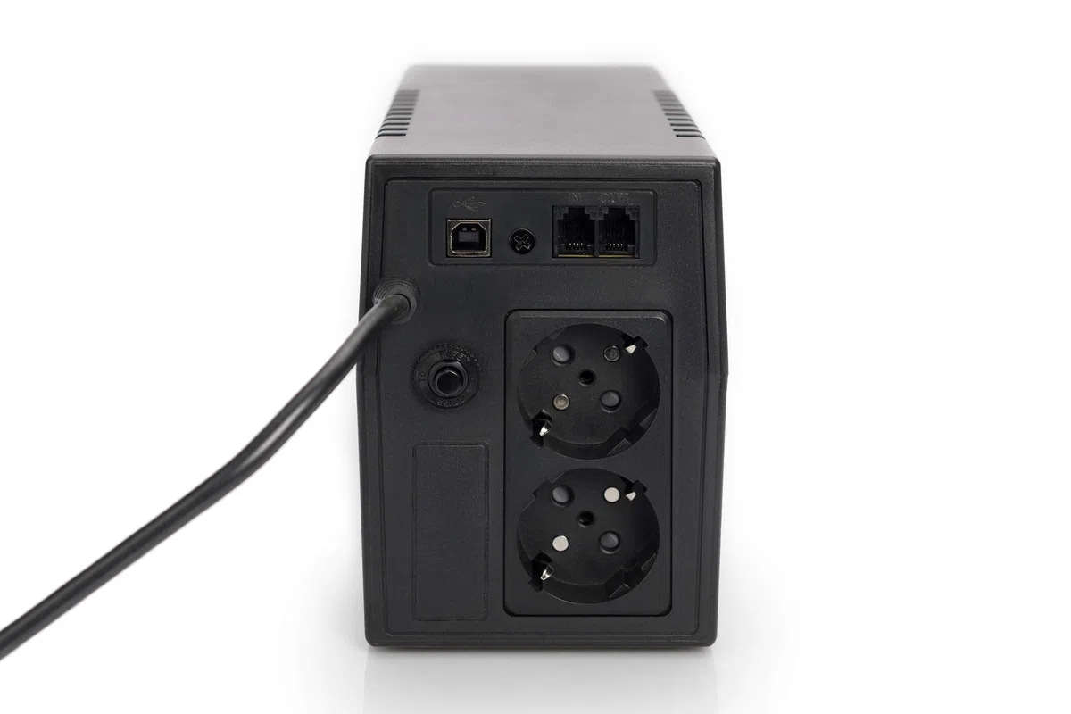 DIGITUS Line-Interactive VI USV - 600VA / 360W - AVR - 2 Schutzkontakt-Steckdosen - Shutdown-Software USB/RS232/RJ11