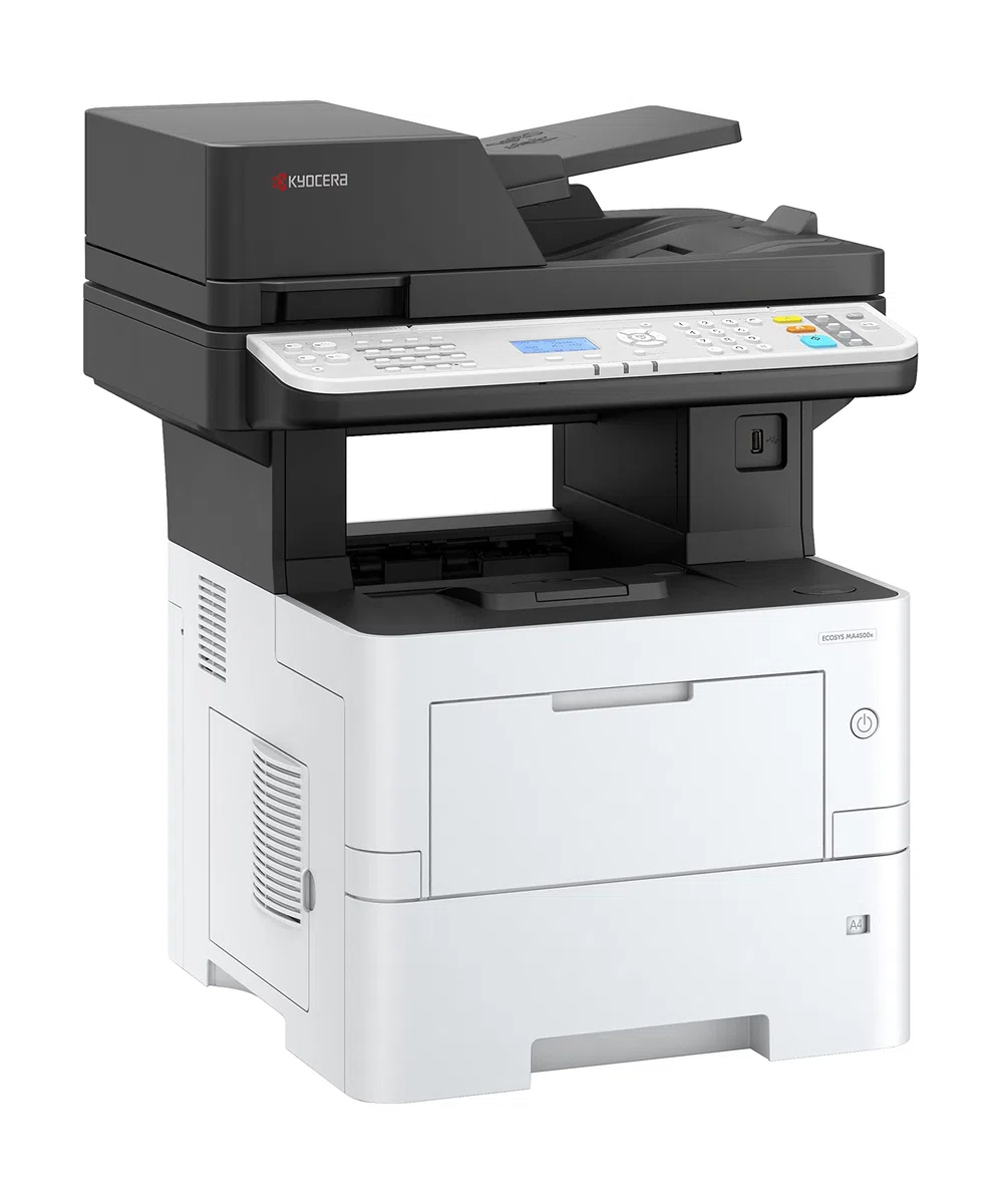 Kyocera Ecosys MA4500x Multifunktionsdrucker Schwarz Weiss, Duplex-Einheit, 45 Seiten pro Minute Drucker Scanner Kopierer, 100+500 Blatt Zufuhr, Gigabit LAN, Mobile Print