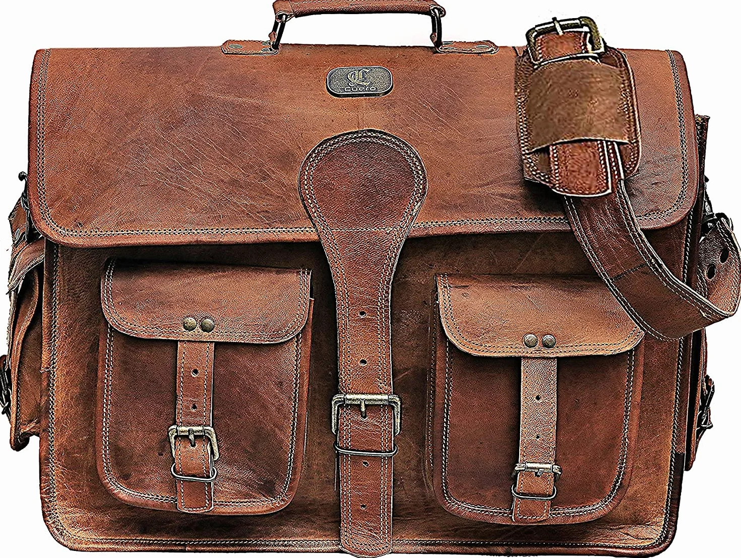 cuero Dhk Devil Hunter Killer DHK 16 Zoll Vintage handgemachte Leder Messenger Bag Laptop Aktentasche Computertasche für Männer Braun Braun 16 Zoll