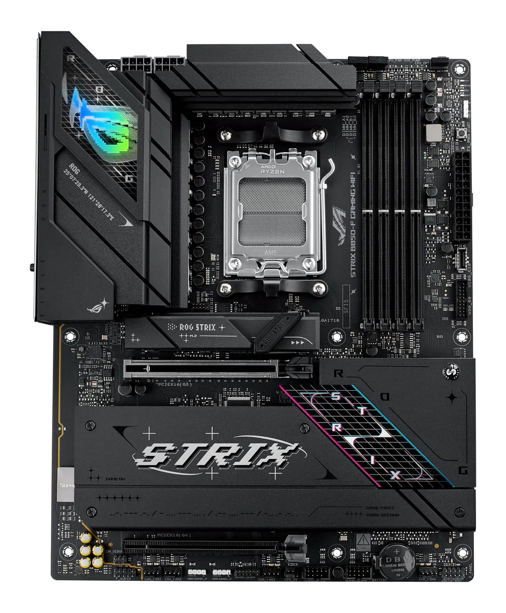 ASUS ROG Strix B850-F Gaming WiFi Mainboard Sockel AMD AM5 (AMD B850, ATX, DDR5 Speicher, PCIe 5.0, WiFi 7, 2X PCIe 4.0 M.2, Aura Sync)