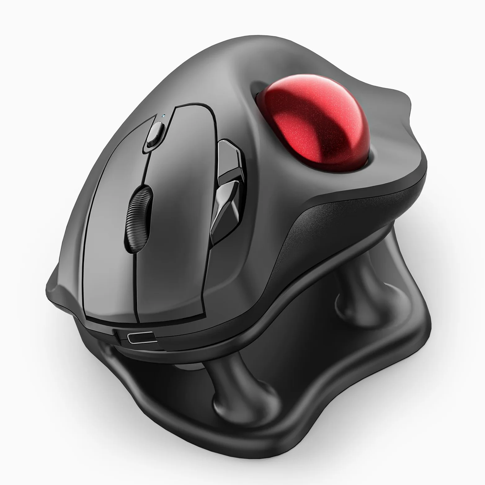 Nulea M511 drahtlose Trackball-Maus, wiederaufladbare ergonomische Daumen-Control-Maus mit Kipphalter, Glatte und präzise Tracking, 3 Geräteanschluss (Bluetooth oder USB-Empfänger)(Rot)