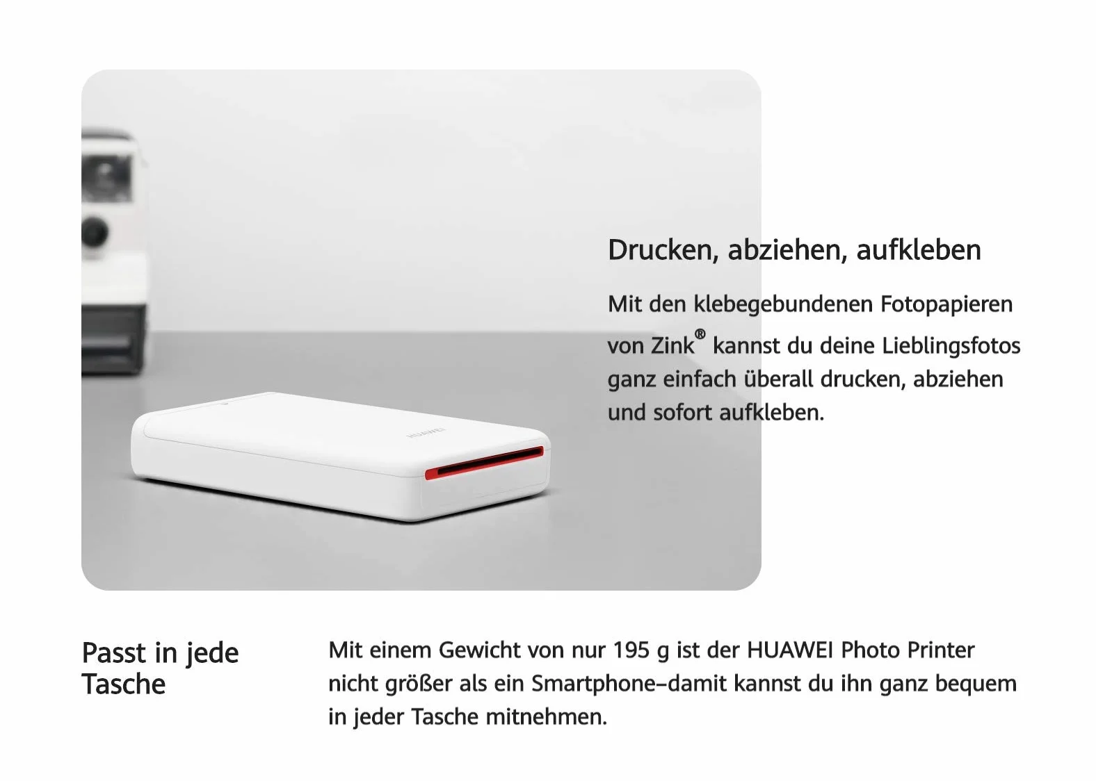 Huawei Drucker für Fotoapparat, tragbar, weiß