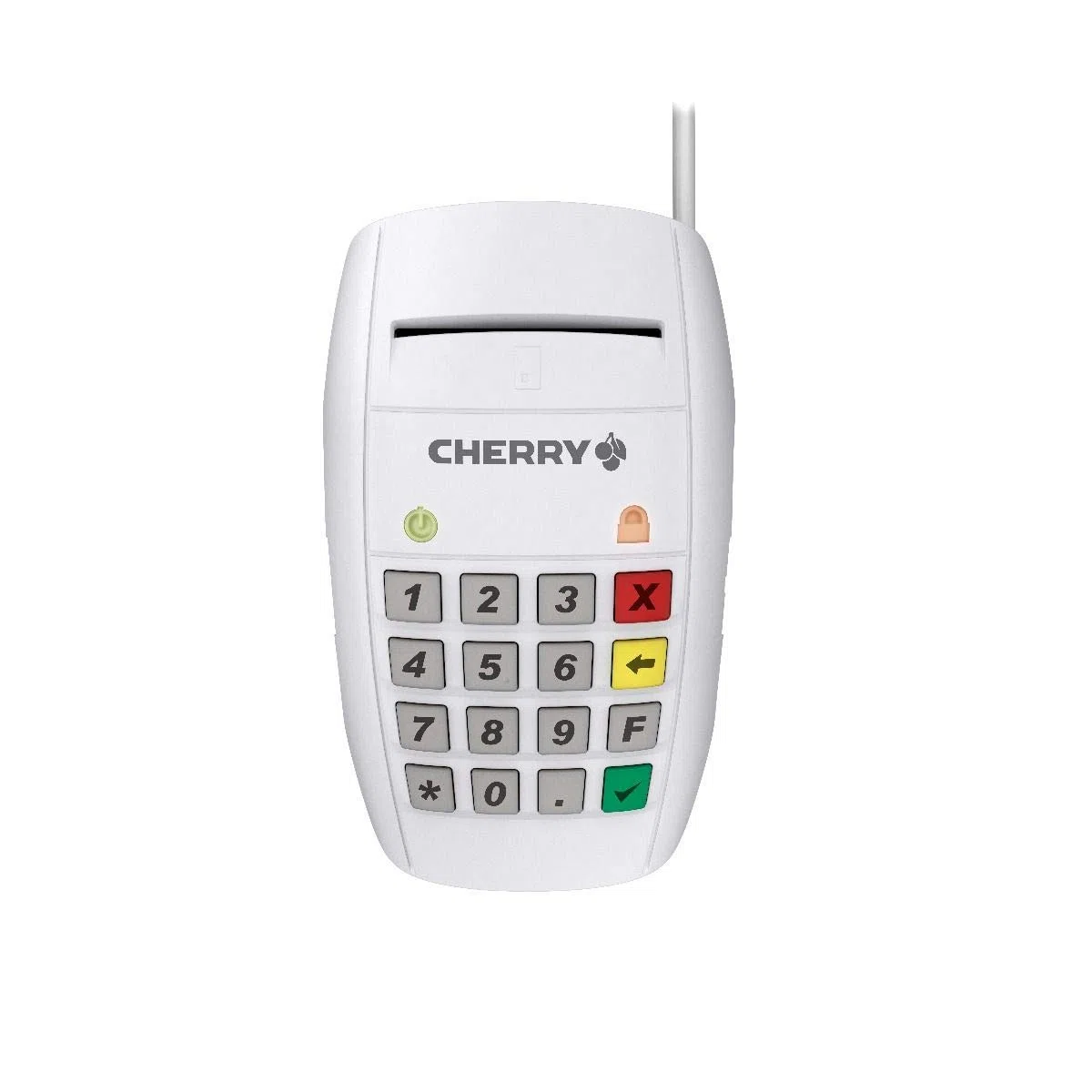 CHERRY Smart Terminal ST-2100, Chipkartenleser für KVK, eGK & Elektronische Signaturen, Homebanking, USB-Smartcard Leser, Einhändige Bedienung, 16 Tasten, Weiß