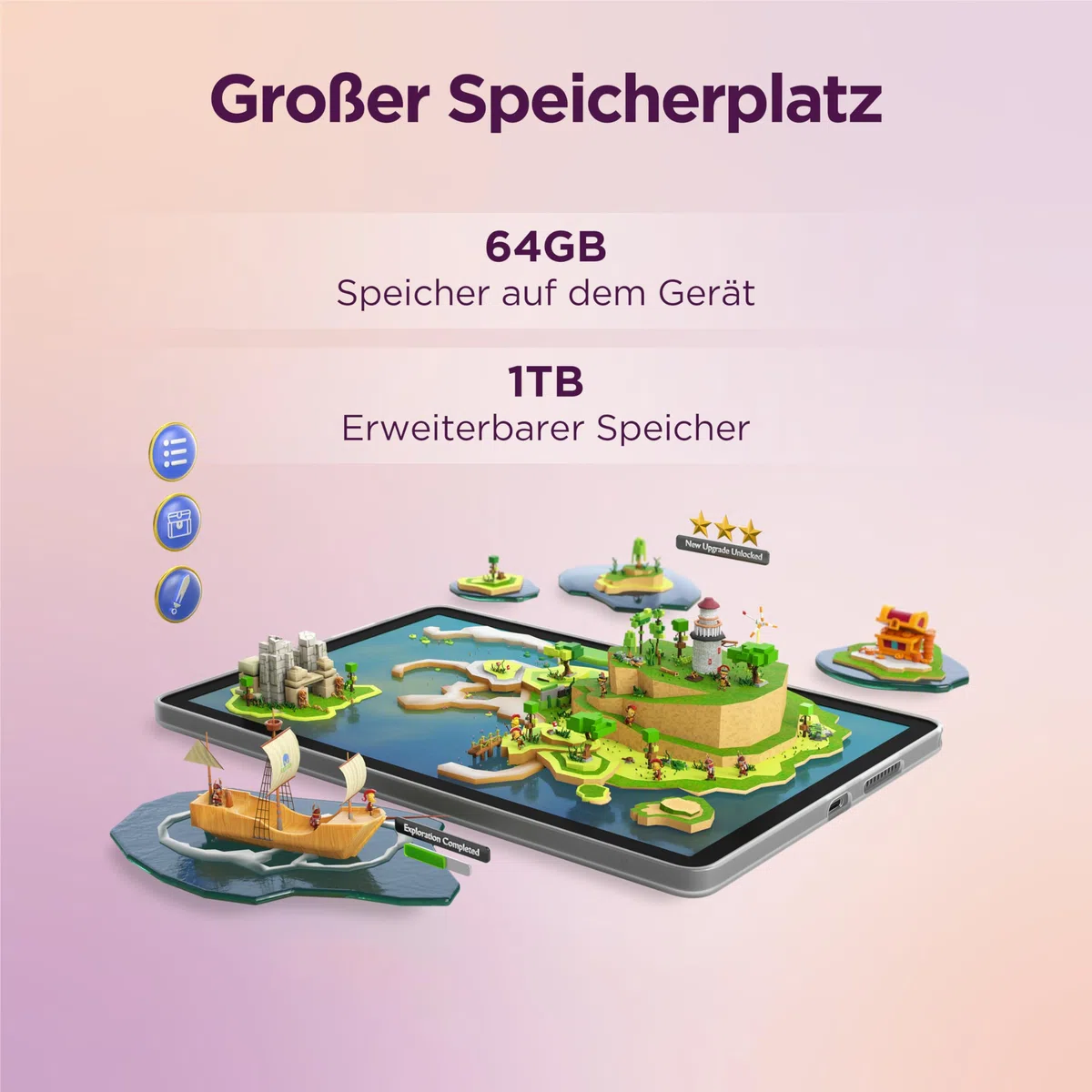 Lenovo Tab Tablet | 10.1" Full HD Display | MediaTek G85 | 4GB RAM | 64GB eMMC 5.1 Speicher | Android | Polar Blue | inkl. Schutzhülle mit integriertem Ständer