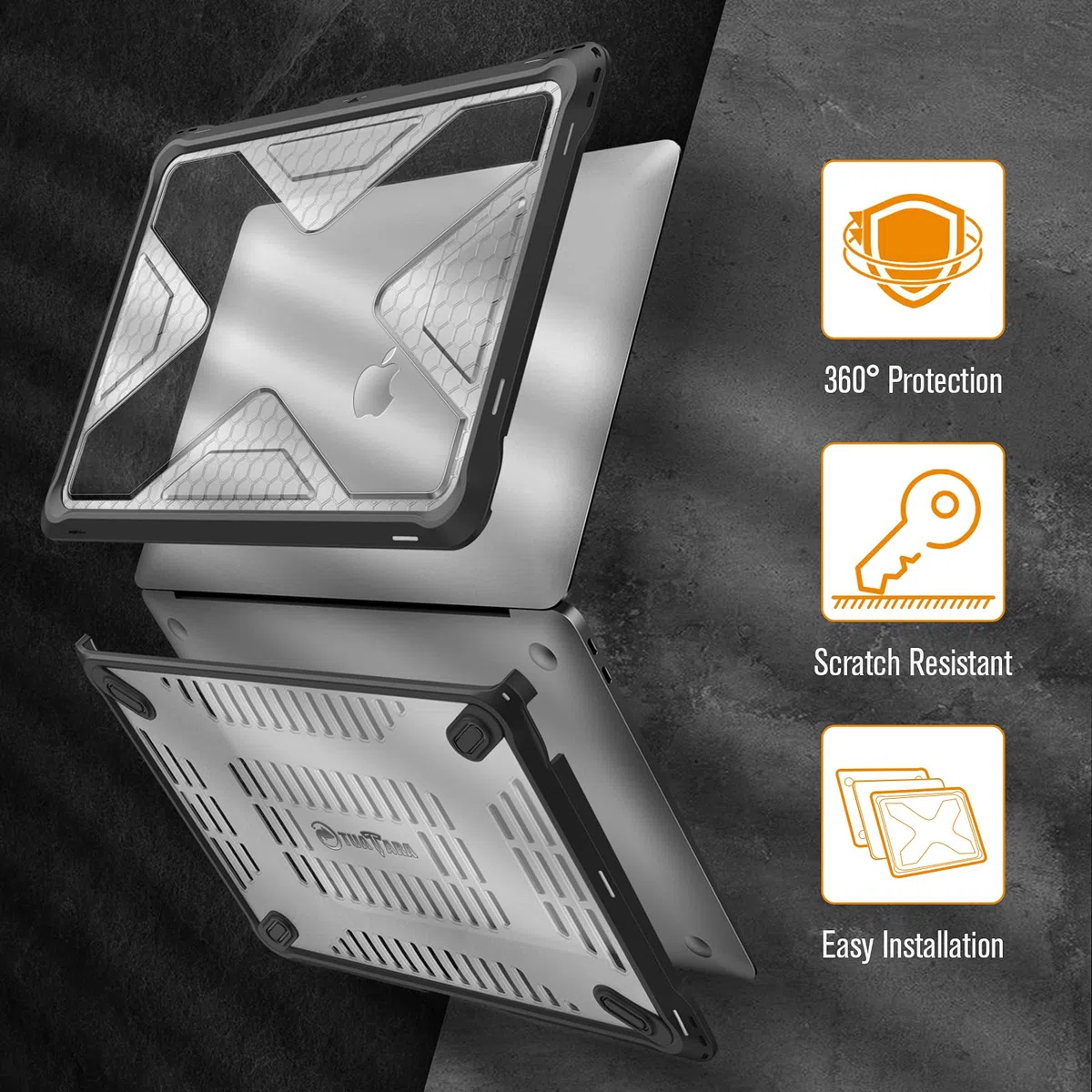 Fintie Hülle kompatibel mit MacBook Air 13 (2018-2020 Version) A2337(M1)/A2179/A1932, Ganzkörper-Rugged Hybrid Schutzhülle TPU Stoßstange Case kompatibel mit MacBook Air 13" Retina, Transparent