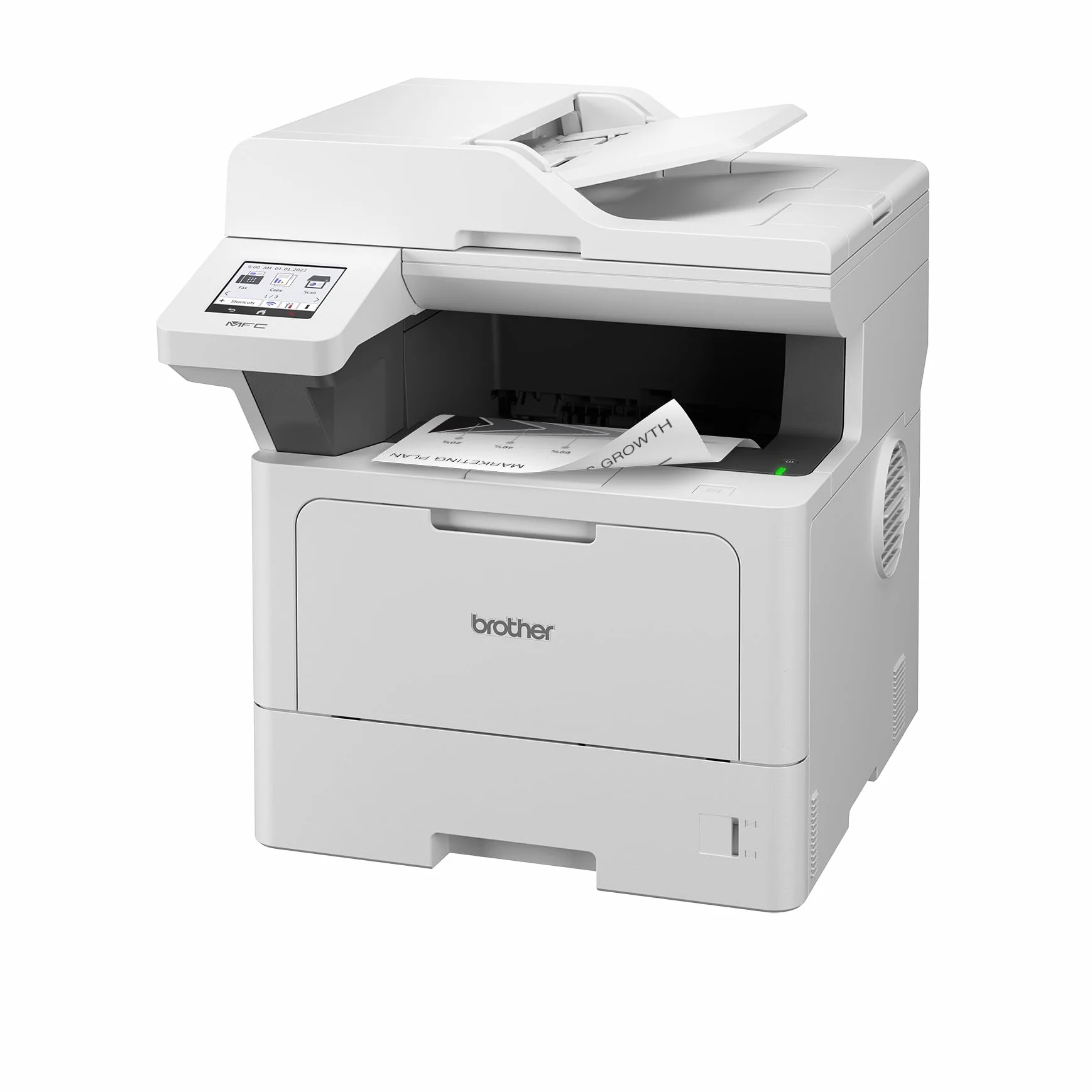 Brother MFC-L5710DW 4-in-1 Mulifunktionsdrucker schwarz weiß (A4, 48 Seiten/Min., 1.200x1.200 DPI, LAN, WLAN, Duplex-ADF, 250 Blatt Papierkassette) weiß/grau