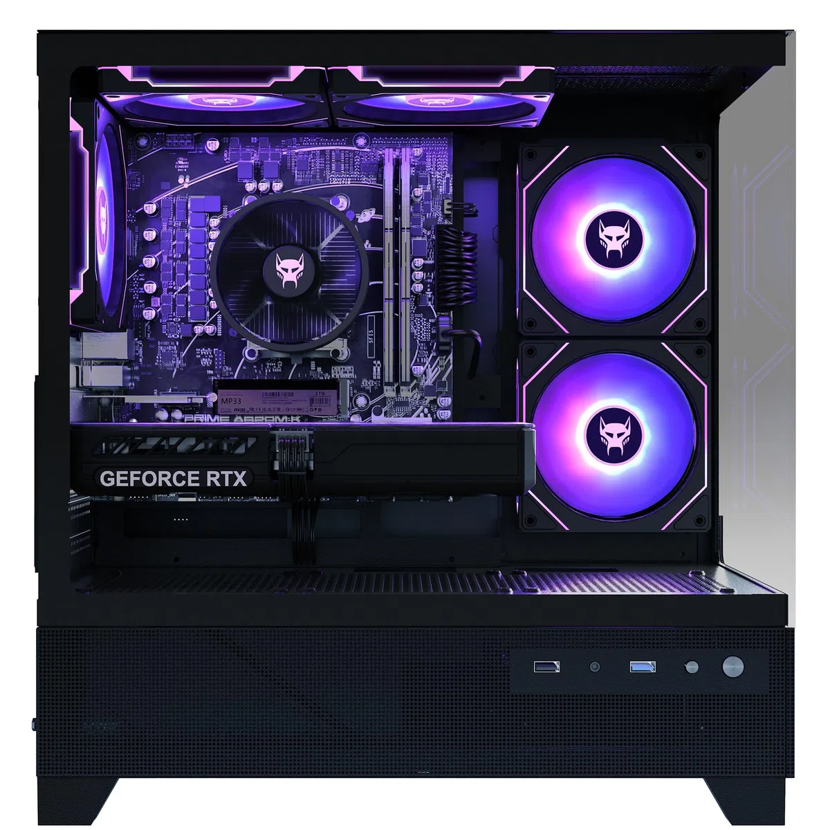 BEASTCOM Q5 | Gaming PC Set Bundle | AMD Ryzen 7 5700X 8X 4,60GHz 16 Threads, RTX 5060 8GB, 16GB RAM, 1TB NVMe SSD, Monitor LED 27" + RGB Tastatur + Maus + Mauspad, HDMI, WLAN, Win 11