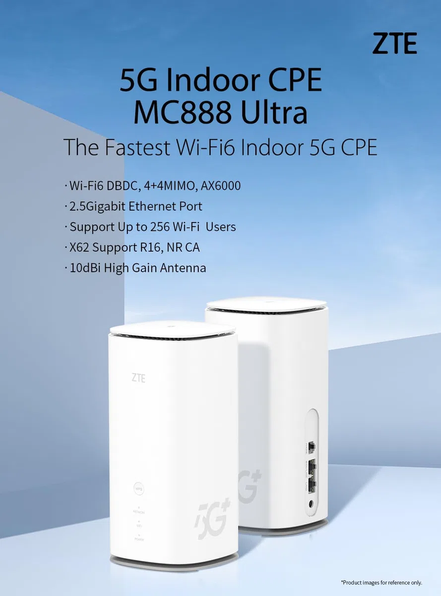 ZTE MC888 Ultra 5G Indoor WiFi CPE 6000 Mbps Snapdragon X65 Wi-Fi 6E