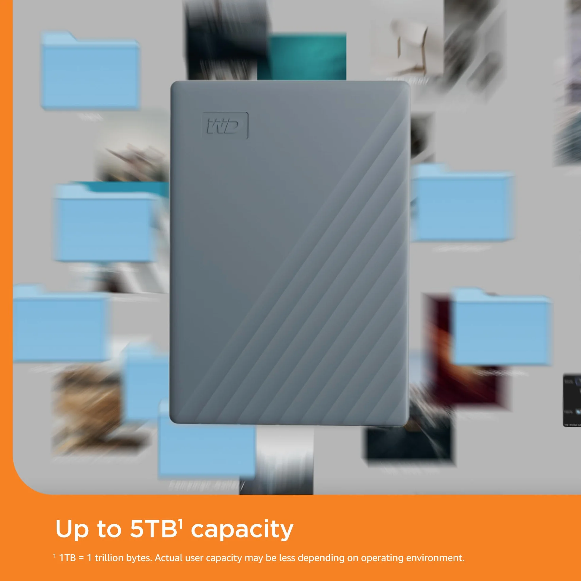 WD Mobile My Passport-Festplatte, funktioniert mit USB-C 6 TB (Mobile Festplatte, Passwortschutz, Backup-Software, USB 3.2 Gen 1, 3 Jahre Garantie) Siliziumgrau